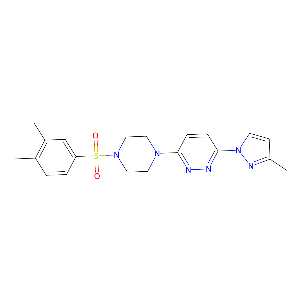 3-[4-(3,4-dimethylbenzenesulfonyl)piperazin-1-yl]-6-(3-methyl-1H-pyrazol-1-yl)pyridazine molecular structure, CAS 1013818-48-8