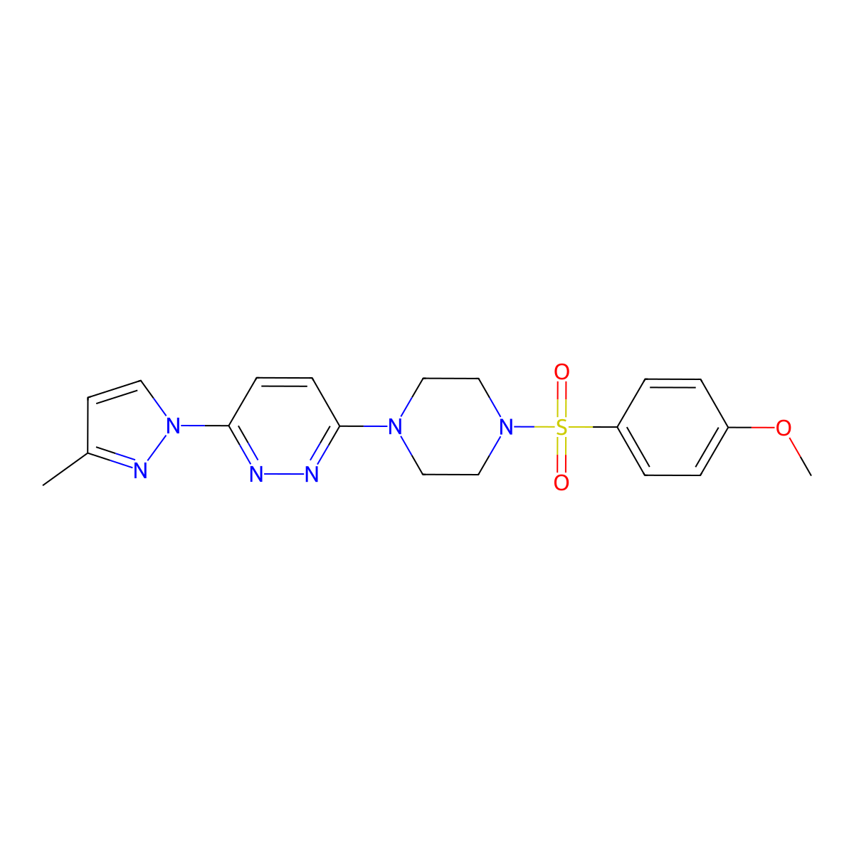 3-(4-((4-methoxyphenyl)sulfonyl)piperazin-1-yl)-6-(3-methyl-1H-pyrazol-1-yl)pyridazine molecular structure, CAS 1013818-63-7