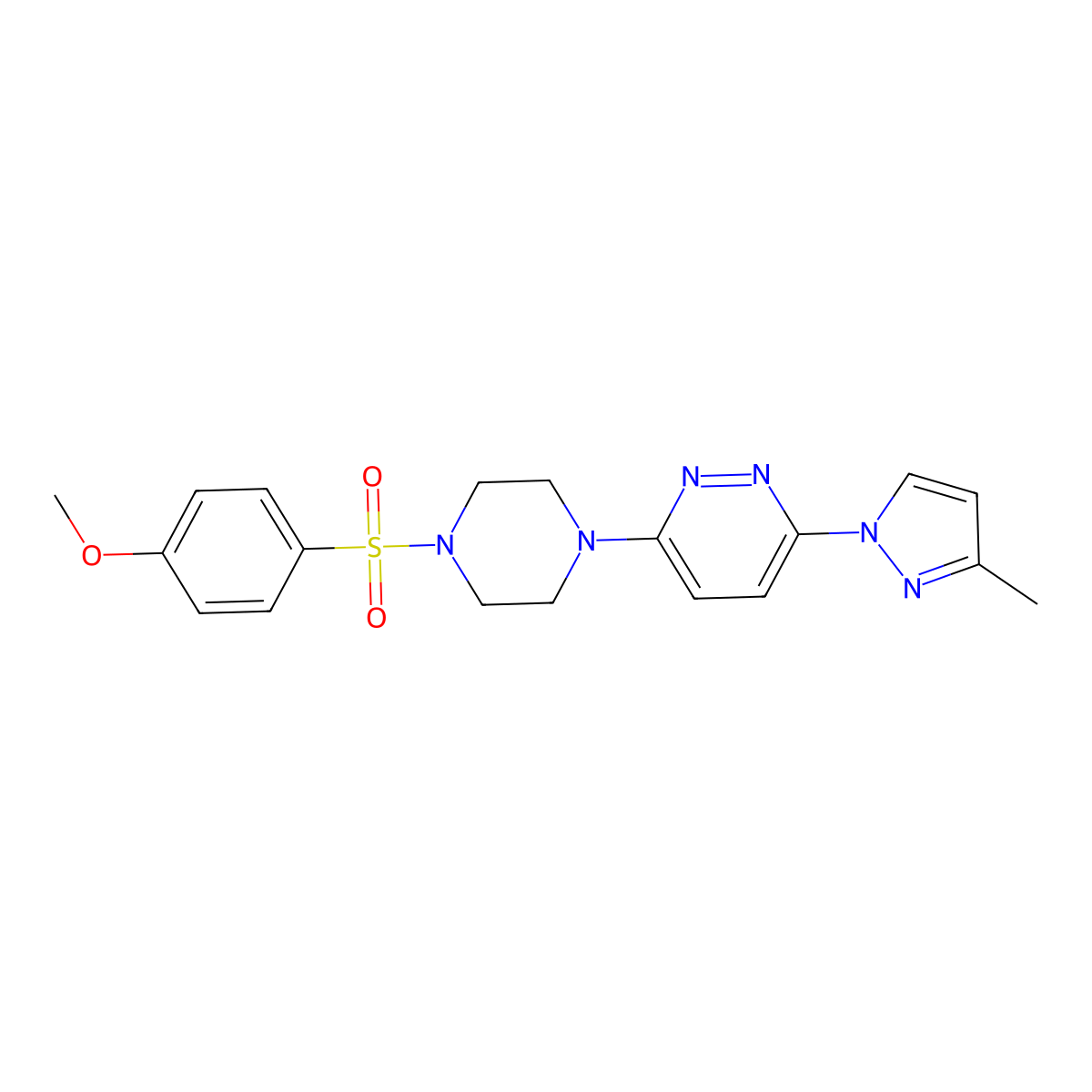 3-(4-((4-methoxyphenyl)sulfonyl)piperazin-1-yl)-6-(3-methyl-1H-pyrazol-1-yl)pyridazine molecular structure, CAS 1013818-63-7