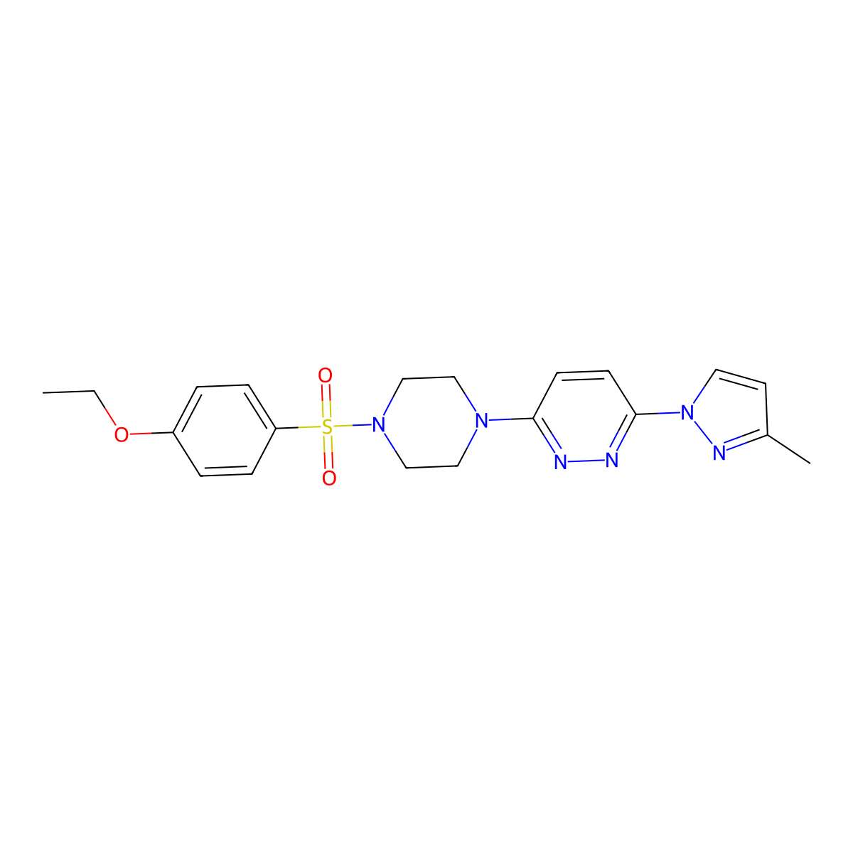 3-(4-((4-ethoxyphenyl)sulfonyl)piperazin-1-yl)-6-(3-methyl-1H-pyrazol-1-yl)pyridazine molecular structure, CAS 1013818-73-9