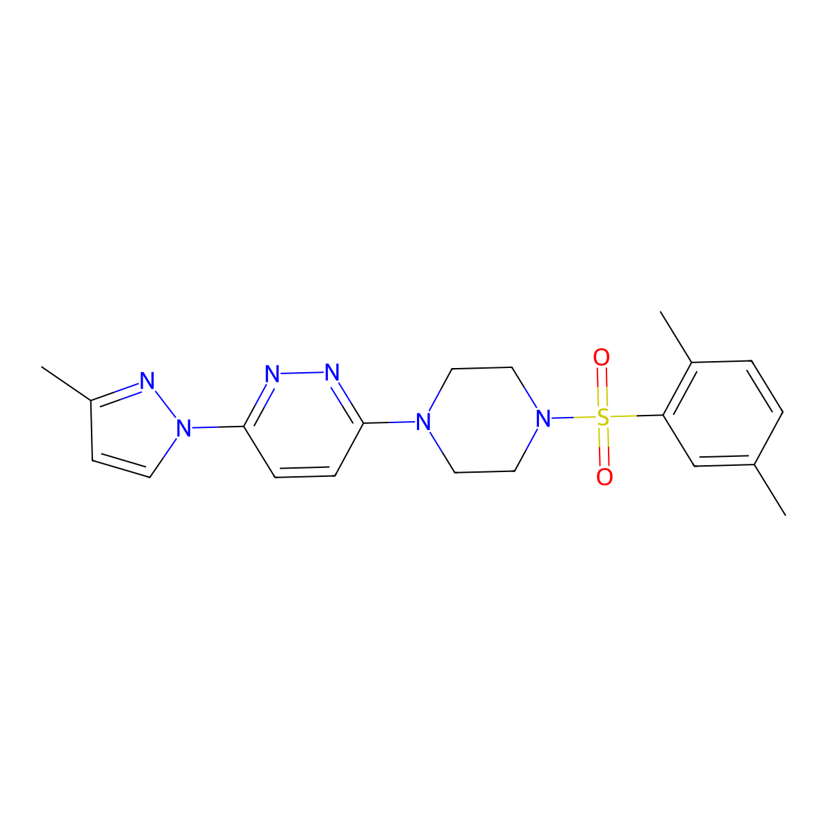 3-(4-((2,5-dimethylphenyl)sulfonyl)piperazin-1-yl)-6-(3-methyl-1H-pyrazol-1-yl)pyridazine molecular structure, CAS 1013818-88-6