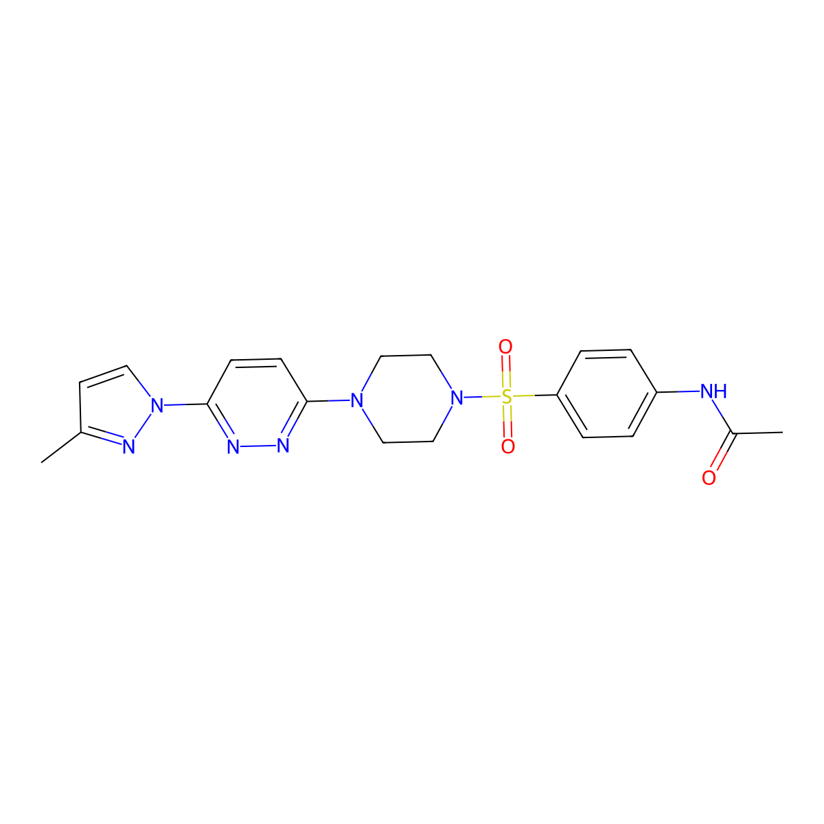 N-(4-((4-(6-(3-methyl-1H-pyrazol-1-yl)pyridazin-3-yl)piperazin-1-yl)sulfonyl)phenyl)acetamide molecular structure, CAS 1013819-04-9