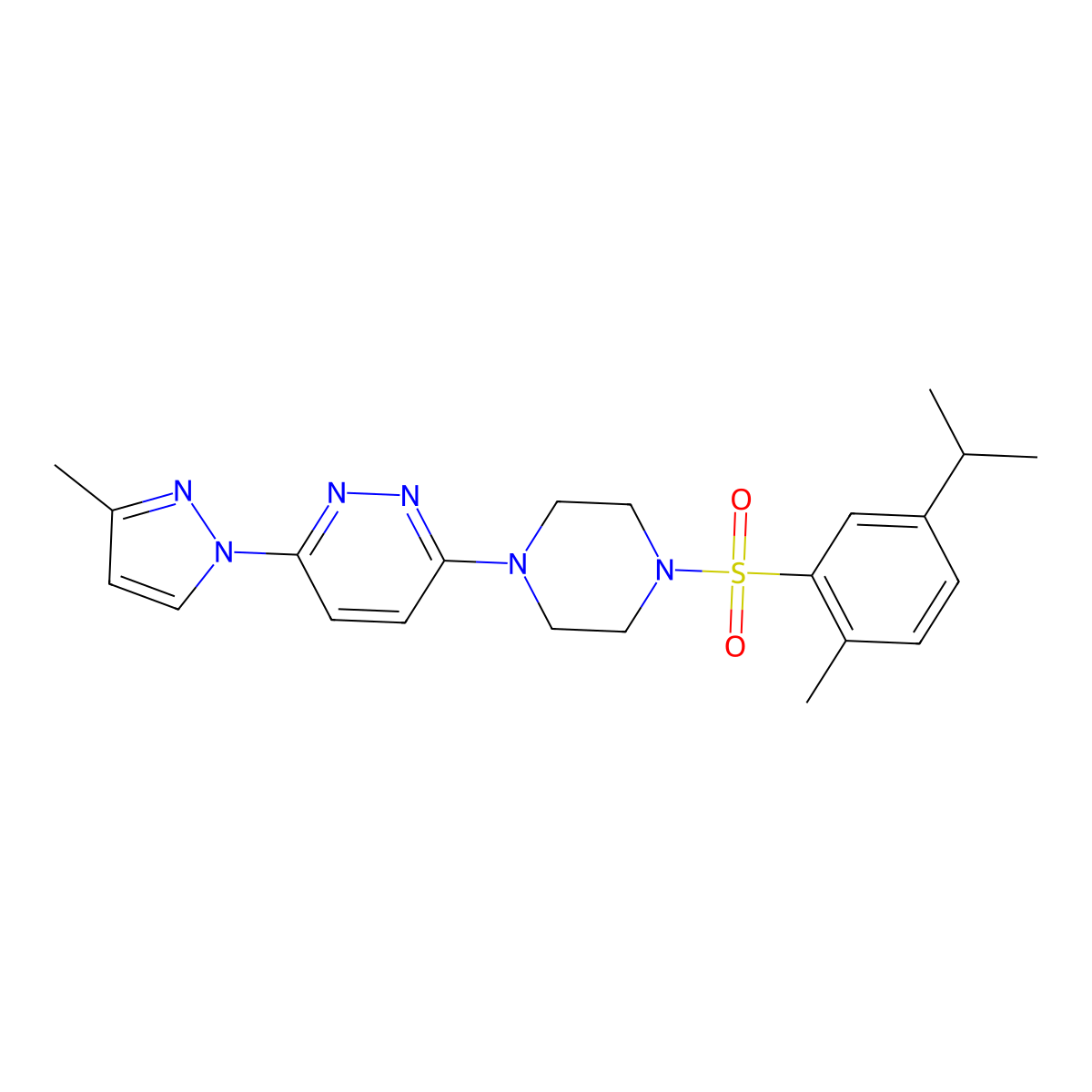 3-(4-((5-isopropyl-2-methylphenyl)sulfonyl)piperazin-1-yl)-6-(3-methyl-1H-pyrazol-1-yl)pyridazine molecular structure, CAS 1013819-10-7