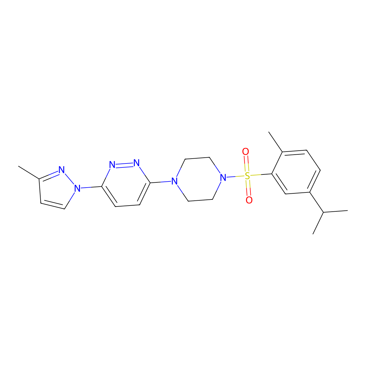 3-(4-((5-isopropyl-2-methylphenyl)sulfonyl)piperazin-1-yl)-6-(3-methyl-1H-pyrazol-1-yl)pyridazine molecular structure, CAS 1013819-10-7