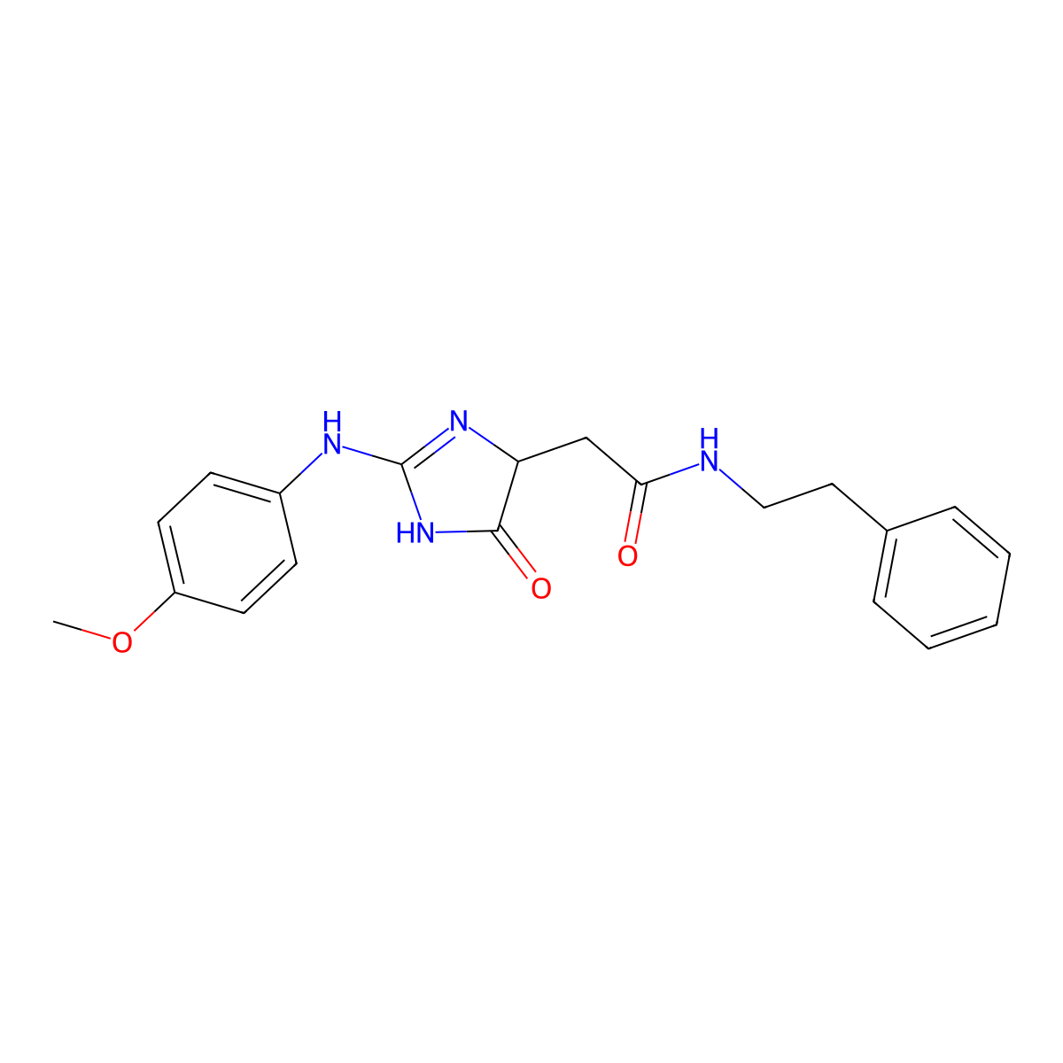 2-[2-(4-methoxyanilino)-4-oxo-4,5-dihydro-1H-imidazol-5-yl]-N-(2-phenylethyl)acetamide molecular structure, CAS 1013819-23-2