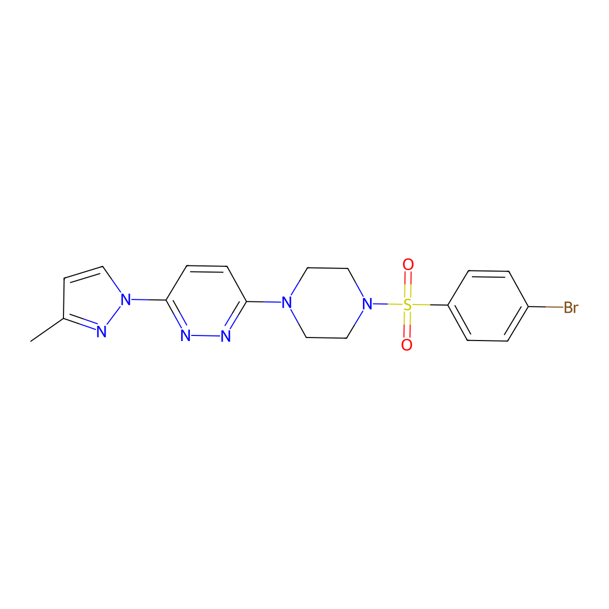 3-(4-((4-bromophenyl)sulfonyl)piperazin-1-yl)-6-(3-methyl-1H-pyrazol-1-yl)pyridazine molecular structure, CAS 1013819-27-6