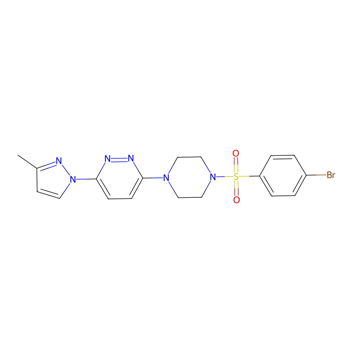 3-(4-((4-bromophenyl)sulfonyl)piperazin-1-yl)-6-(3-methyl-1H-pyrazol-1-yl)pyridazine molecular structure, CAS 1013819-27-6