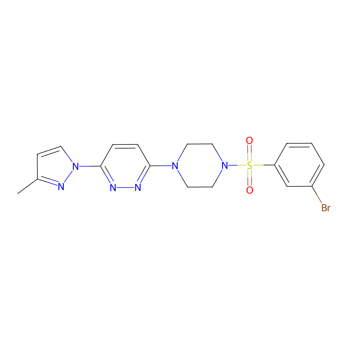 3-(4-((3-bromophenyl)sulfonyl)piperazin-1-yl)-6-(3-methyl-1H-pyrazol-1-yl)pyridazine molecular structure, CAS 1013819-34-5