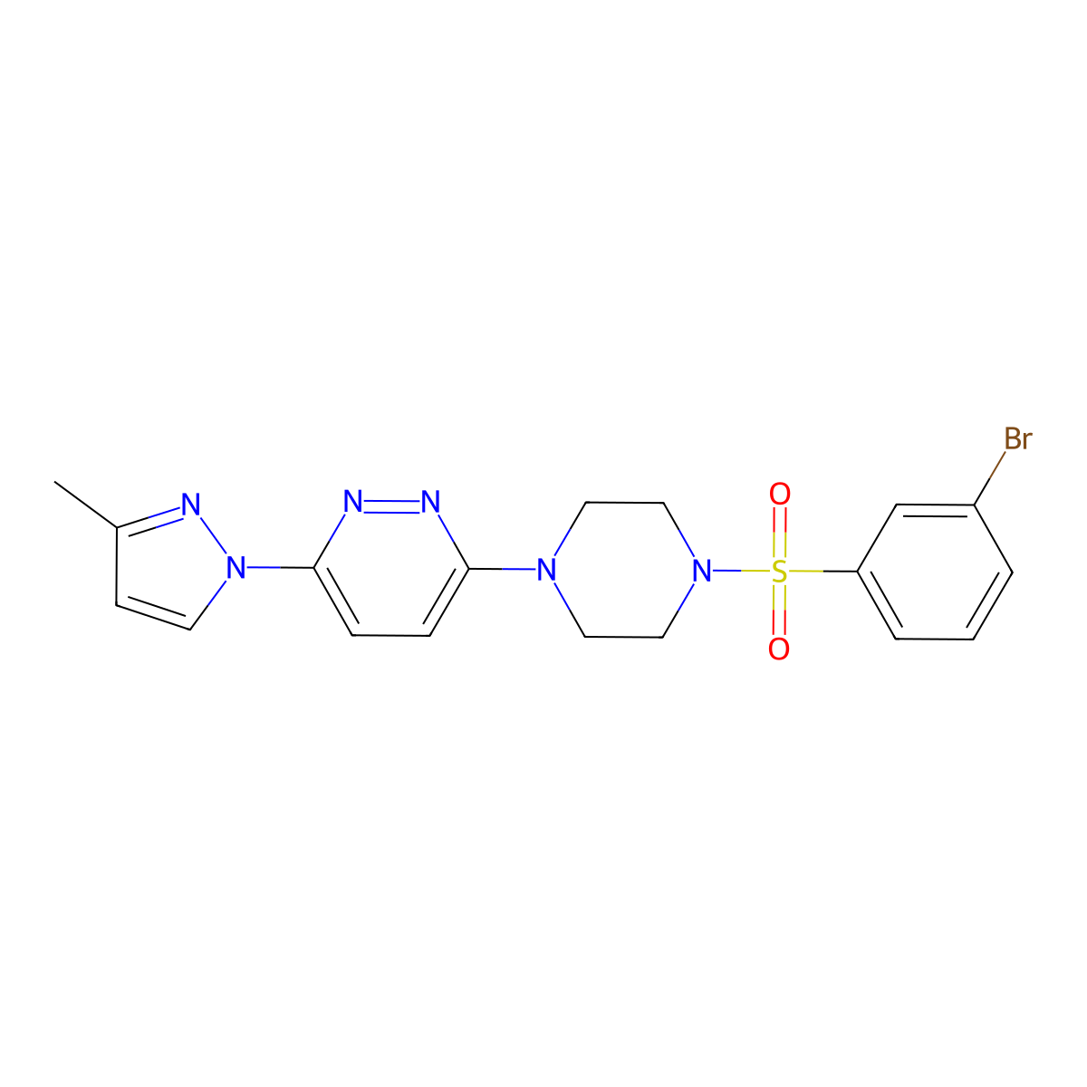 3-(4-((3-bromophenyl)sulfonyl)piperazin-1-yl)-6-(3-methyl-1H-pyrazol-1-yl)pyridazine molecular structure, CAS 1013819-34-5