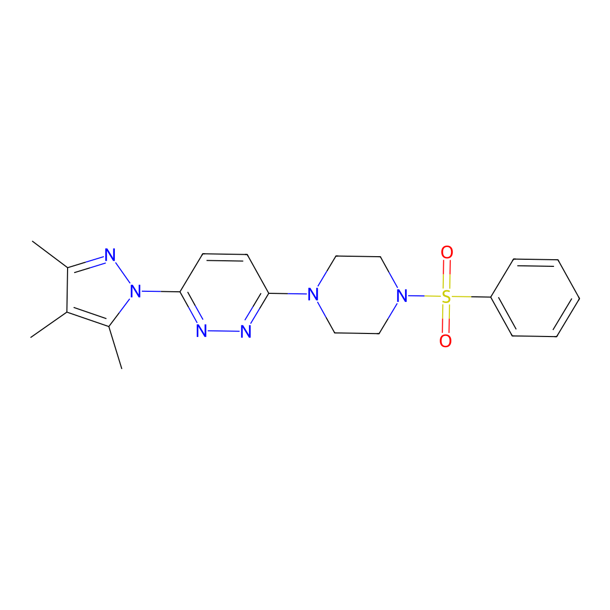 3-(4-(phenylsulfonyl)piperazin-1-yl)-6-(3,4,5-trimethyl-1H-pyrazol-1-yl)pyridazine molecular structure, CAS 1013819-41-4