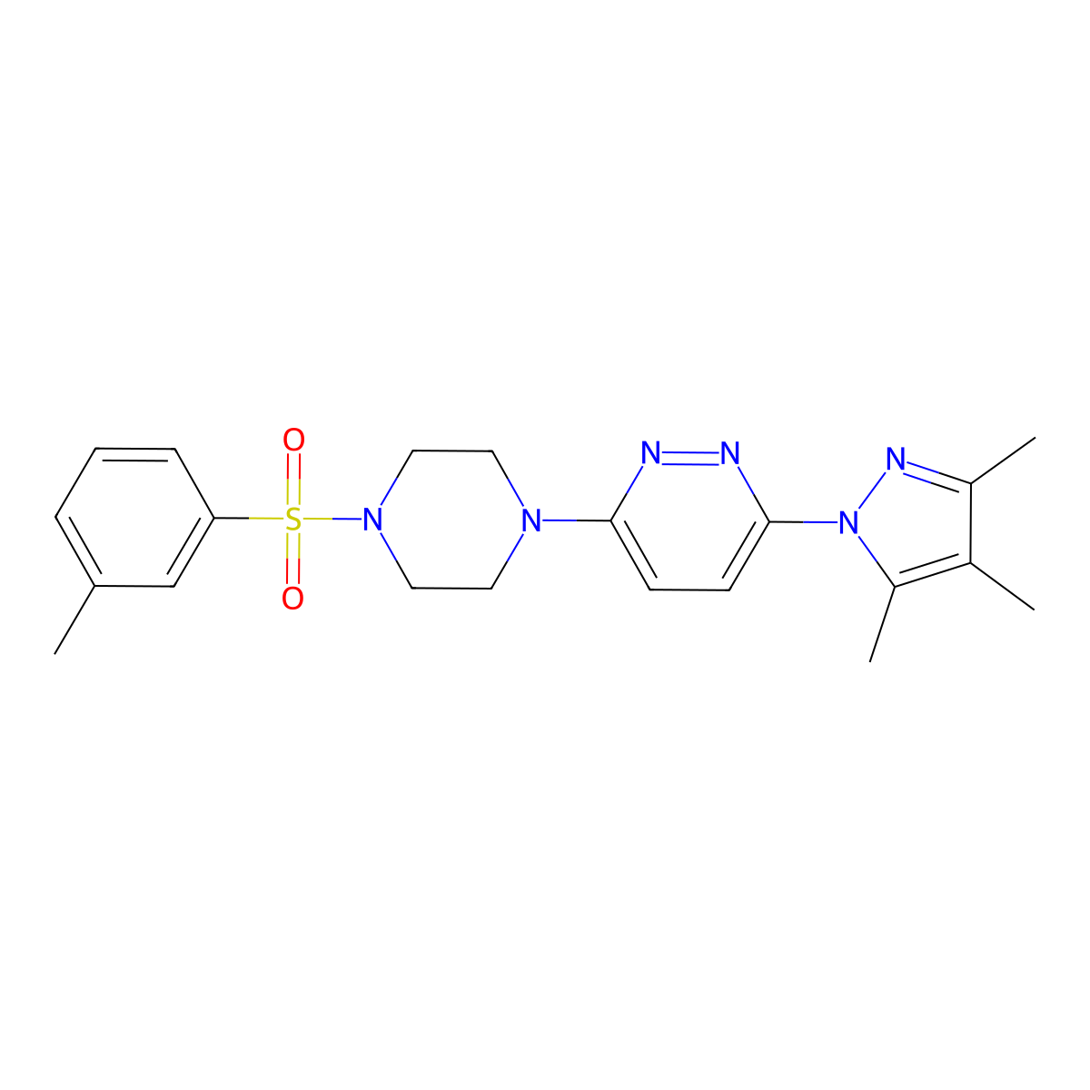 3-(4-(m-tolylsulfonyl)piperazin-1-yl)-6-(3,4,5-trimethyl-1H-pyrazol-1-yl)pyridazine molecular structure, CAS 1013819-58-3
