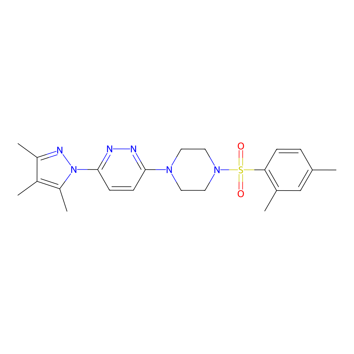 3-(4-((2,4-dimethylphenyl)sulfonyl)piperazin-1-yl)-6-(3,4,5-trimethyl-1H-pyrazol-1-yl)pyridazine molecular structure, CAS 1013819-69-6