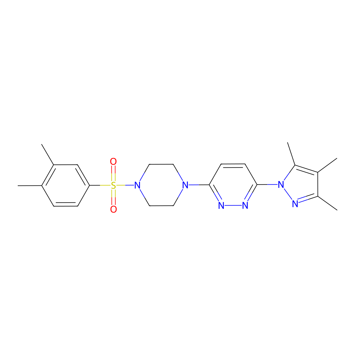 3-(4-((3,4-dimethylphenyl)sulfonyl)piperazin-1-yl)-6-(3,4,5-trimethyl-1H-pyrazol-1-yl)pyridazine molecular structure, CAS 1013819-77-6
