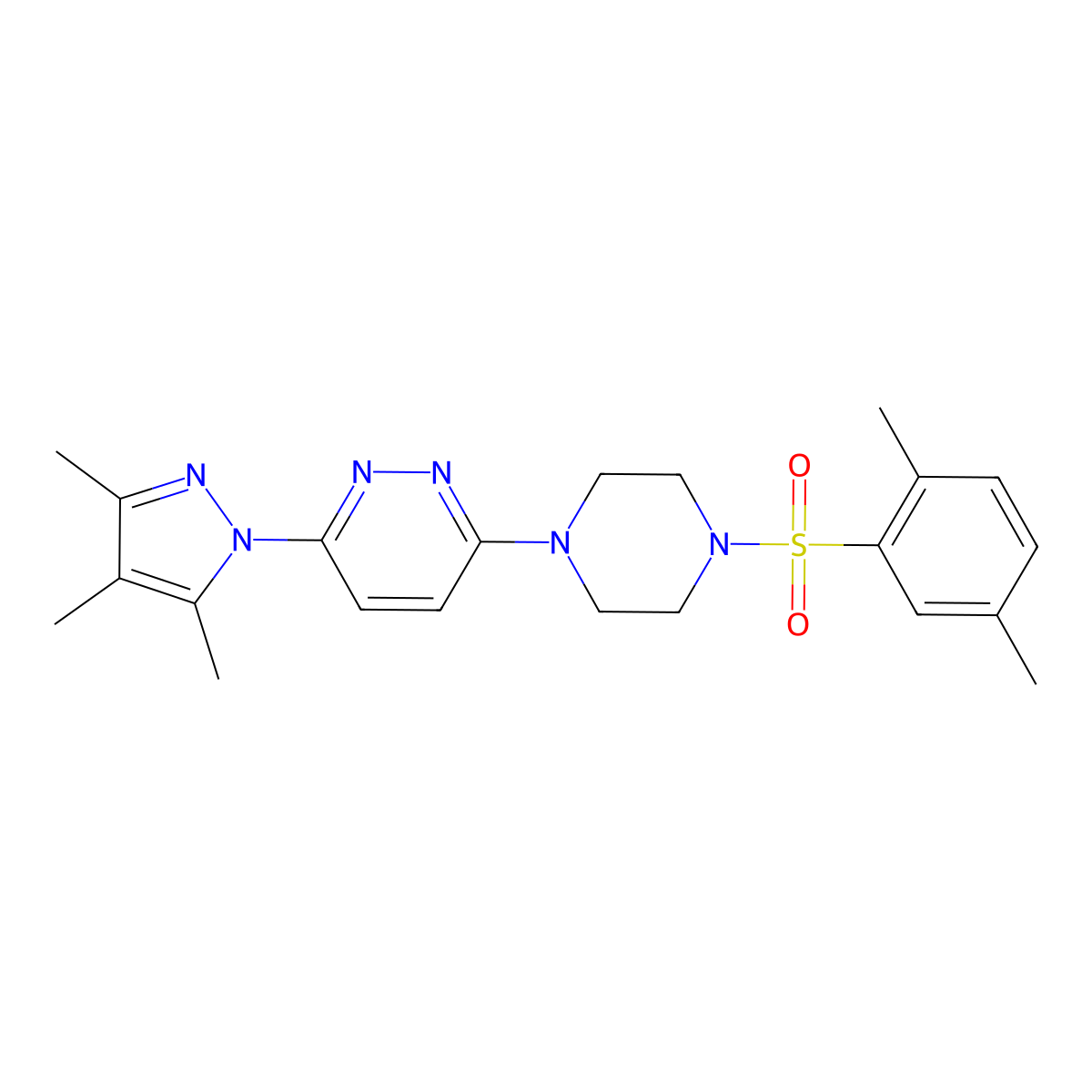 3-(4-((2,5-dimethylphenyl)sulfonyl)piperazin-1-yl)-6-(3,4,5-trimethyl-1H-pyrazol-1-yl)pyridazine molecular structure, CAS 1013820-05-7
