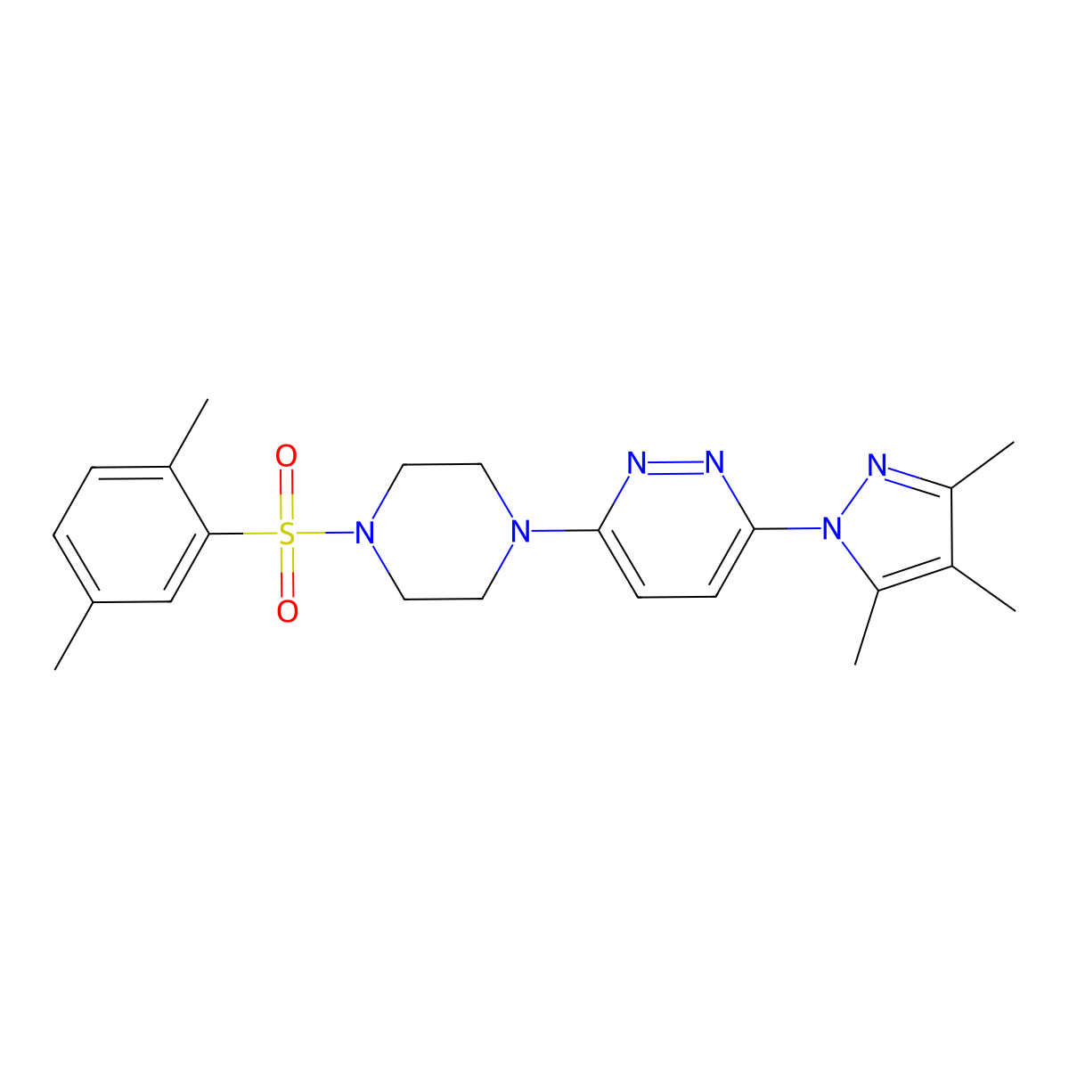 3-(4-((2,5-dimethylphenyl)sulfonyl)piperazin-1-yl)-6-(3,4,5-trimethyl-1H-pyrazol-1-yl)pyridazine molecular structure, CAS 1013820-05-7