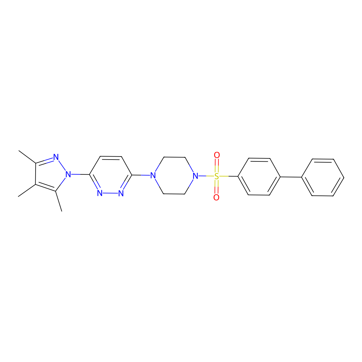 3-(4-([1,1'-biphenyl]-4-ylsulfonyl)piperazin-1-yl)-6-(3,4,5-trimethyl-1H-pyrazol-1-yl)pyridazine molecular structure, CAS 1013820-44-4