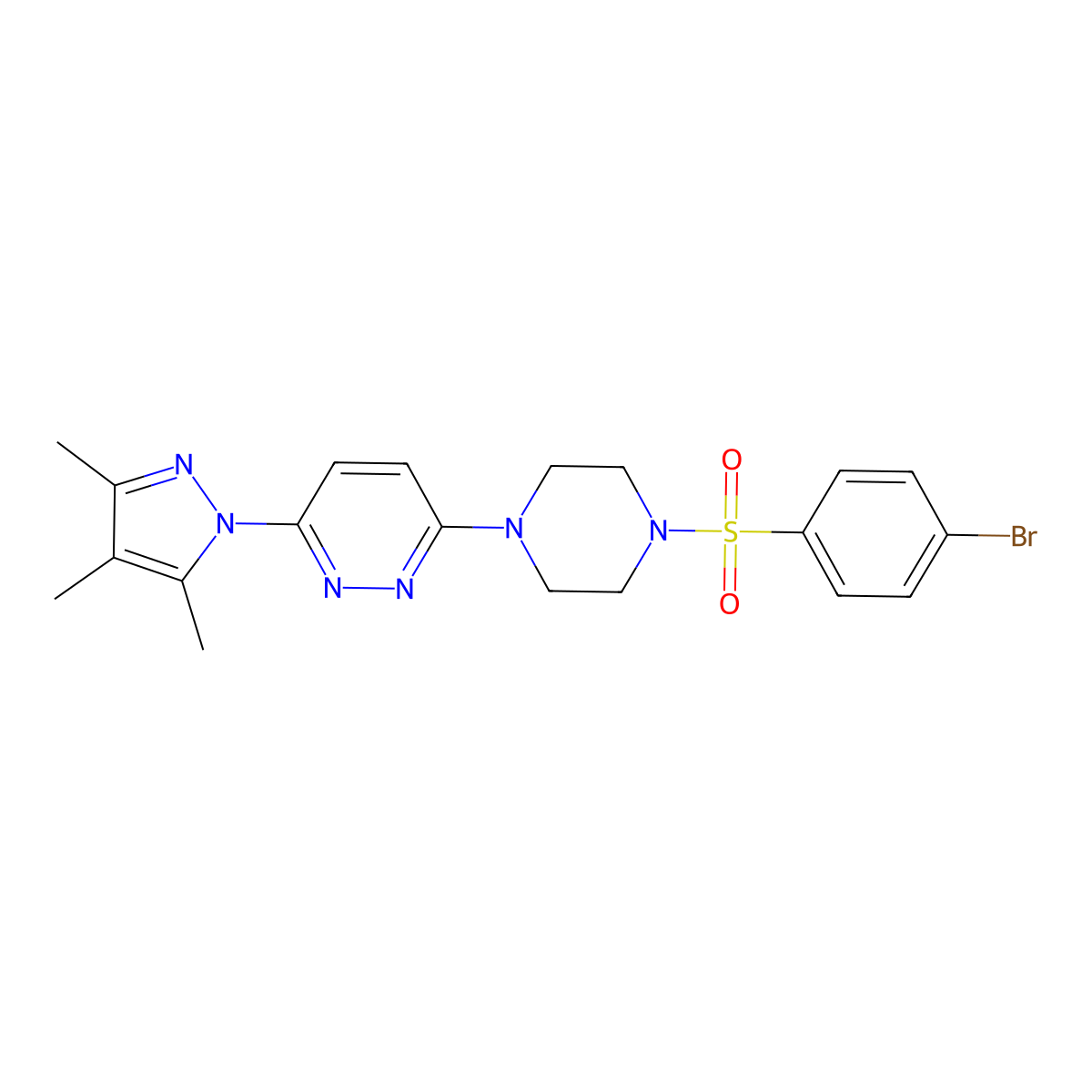 3-(4-((4-bromophenyl)sulfonyl)piperazin-1-yl)-6-(3,4,5-trimethyl-1H-pyrazol-1-yl)pyridazine molecular structure, CAS 1013820-65-9