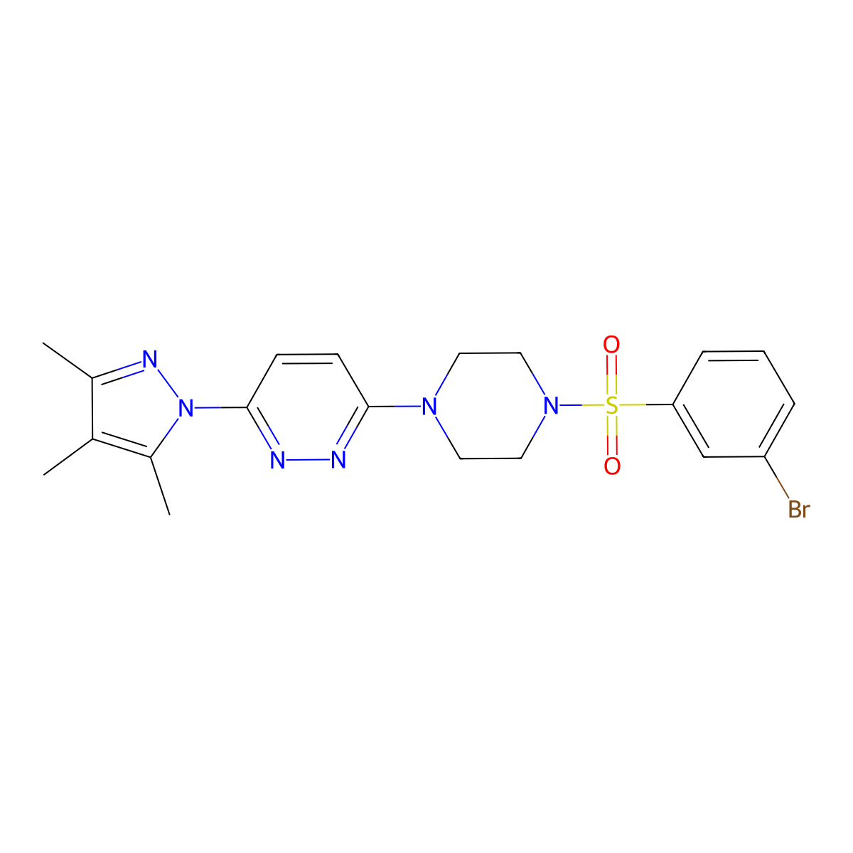 3-(4-((3-bromophenyl)sulfonyl)piperazin-1-yl)-6-(3,4,5-trimethyl-1H-pyrazol-1-yl)pyridazine molecular structure, CAS 1013820-85-3