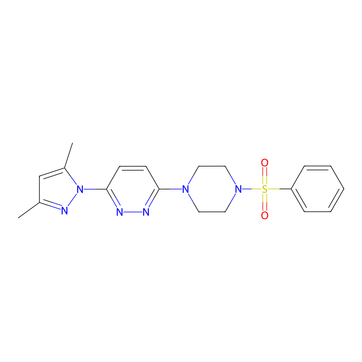 3-(3,5-dimethyl-1H-pyrazol-1-yl)-6-(4-(phenylsulfonyl)piperazin-1-yl)pyridazine molecular structure, CAS 1013820-92-2