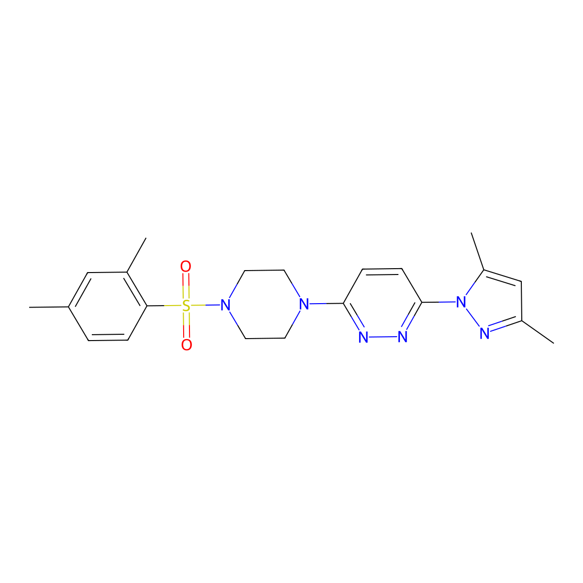 3-(3,5-dimethyl-1H-pyrazol-1-yl)-6-(4-((2,4-dimethylphenyl)sulfonyl)piperazin-1-yl)pyridazine molecular structure, CAS 1013821-02-7