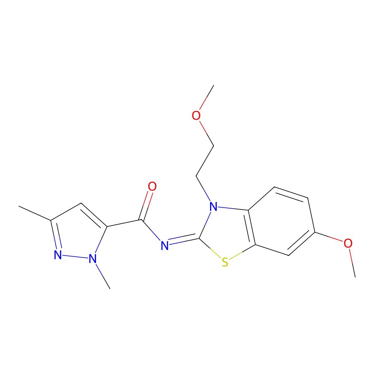 (Z)-N-(6-methoxy-3-(2-methoxyethyl)benzo[d]thiazol-2(3H)-ylidene)-1,3-dimethyl-1H-pyrazole-5-carboxamide molecular structure, CAS 1013821-84-5