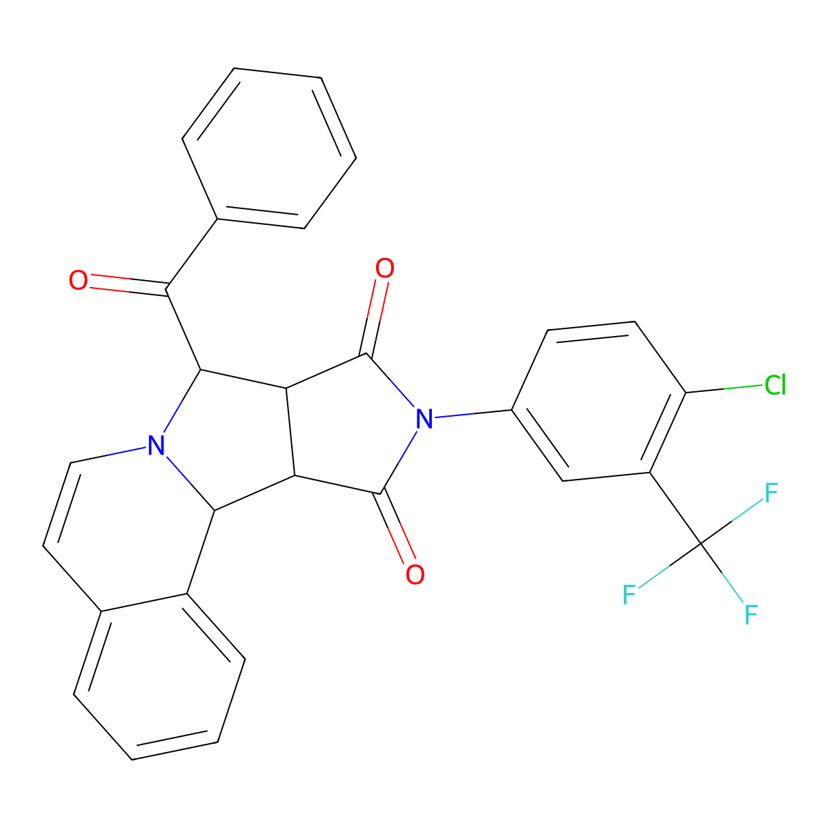 (1S,11S,12R,16S)-11-benzoyl-14-[4-chloro-3-(trifluoromethyl)phenyl]-10,14-diazatetracyclo[8.6.0.02,7.012,16]hexadeca-2,4,6,8-tetraene-13,15-dione molecular structure, CAS 1013824-19-5