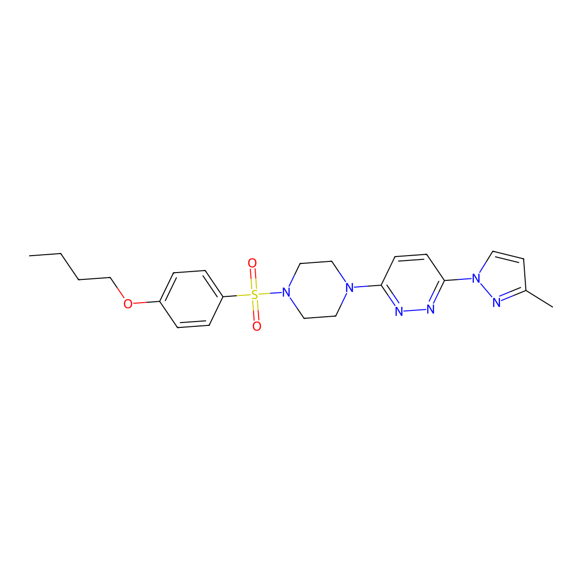 3-(4-((4-butoxyphenyl)sulfonyl)piperazin-1-yl)-6-(3-methyl-1H-pyrazol-1-yl)pyridazine molecular structure, CAS 1013834-59-7