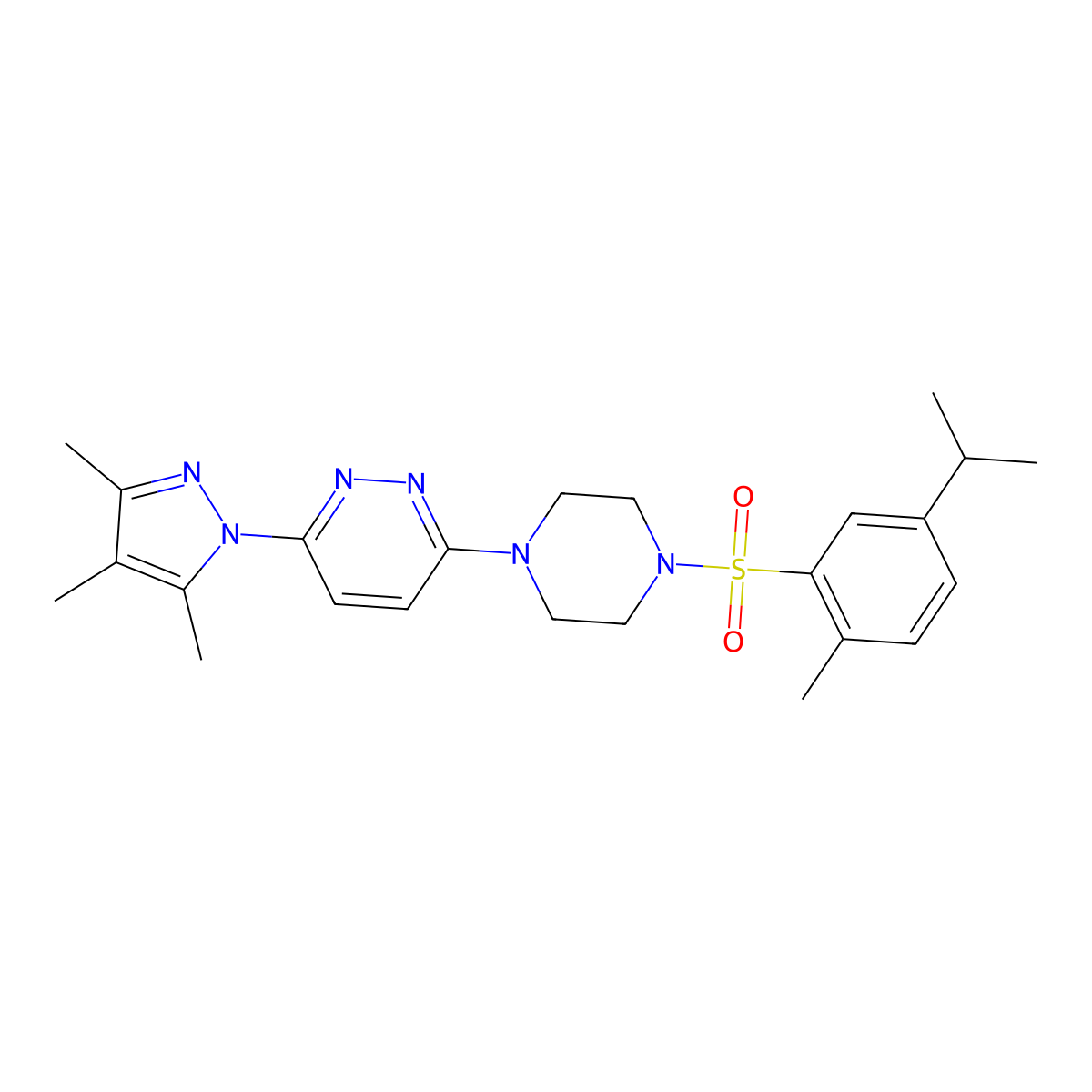 3-(4-((5-isopropyl-2-methylphenyl)sulfonyl)piperazin-1-yl)-6-(3,4,5-trimethyl-1H-pyrazol-1-yl)pyridazine molecular structure, CAS 1013834-65-5