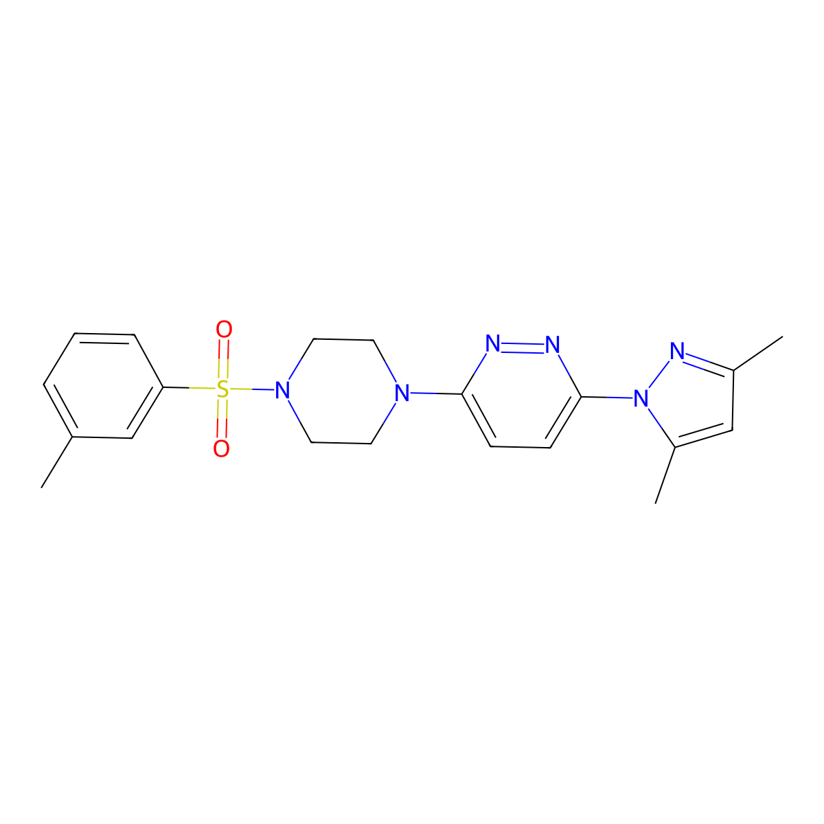3-(3,5-dimethyl-1H-pyrazol-1-yl)-6-(4-(m-tolylsulfonyl)piperazin-1-yl)pyridazine molecular structure, CAS 1013834-71-3