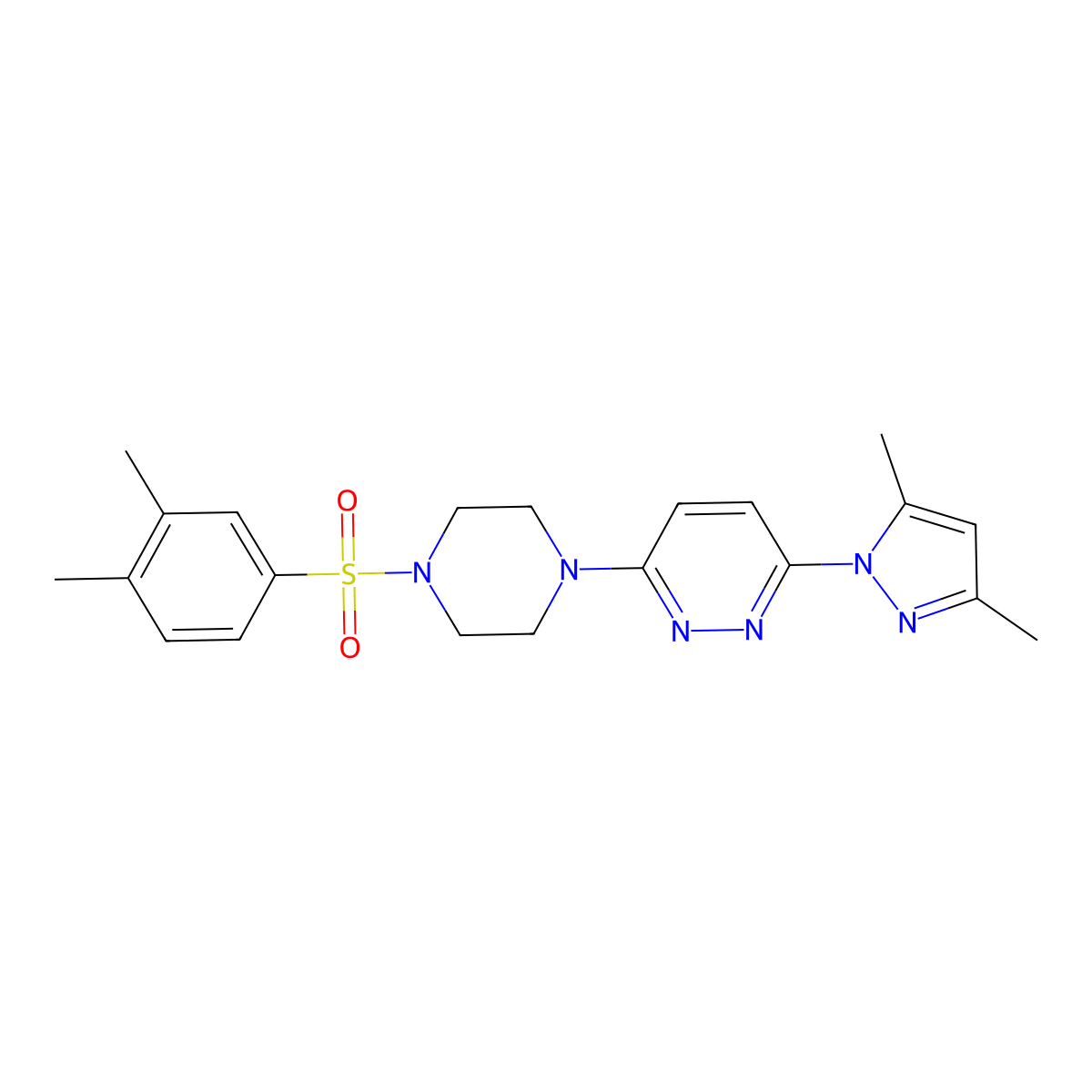 3-(3,5-dimethyl-1H-pyrazol-1-yl)-6-(4-((3,4-dimethylphenyl)sulfonyl)piperazin-1-yl)pyridazine molecular structure, CAS 1013834-73-5