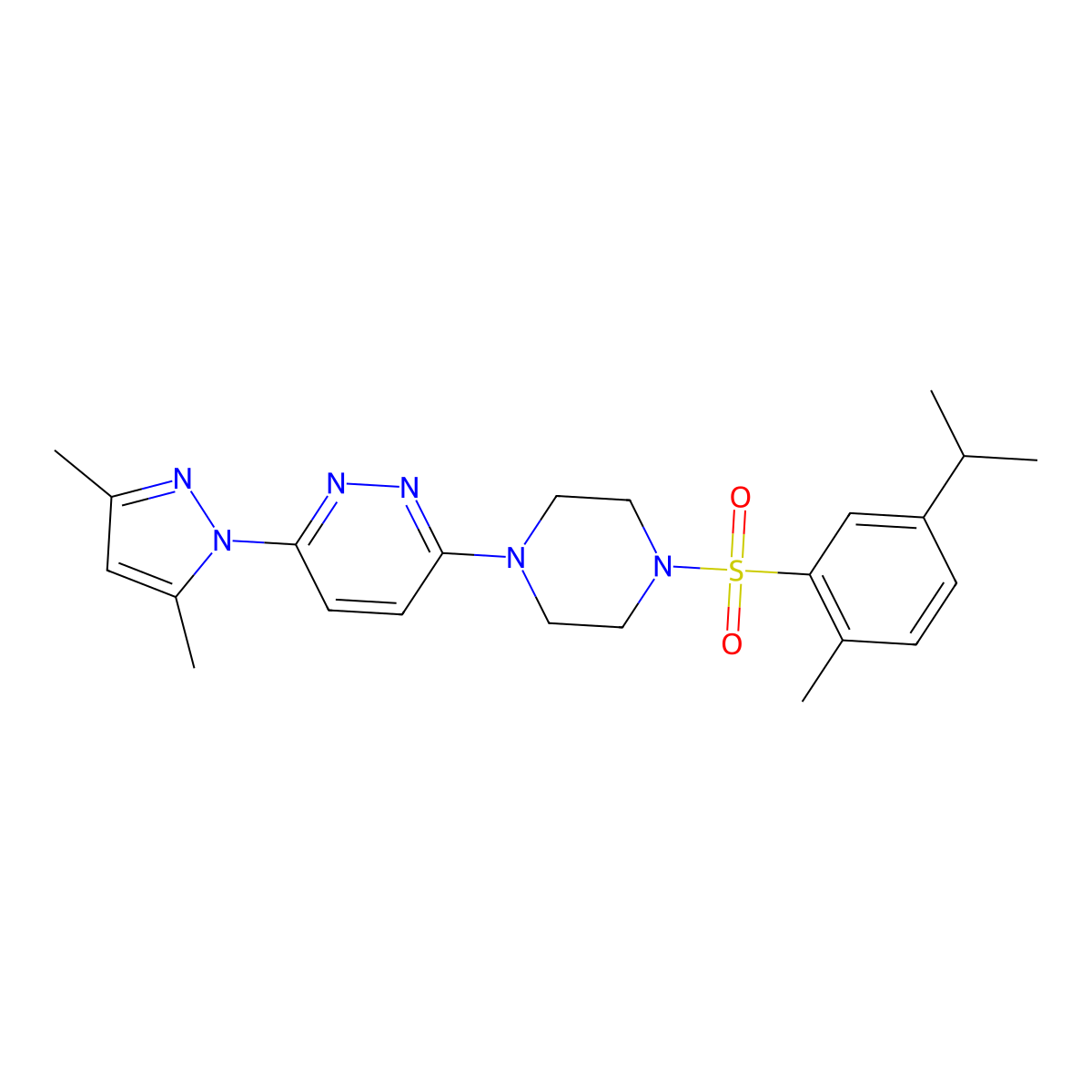3-(3,5-dimethyl-1H-pyrazol-1-yl)-6-(4-((5-isopropyl-2-methylphenyl)sulfonyl)piperazin-1-yl)pyridazine molecular structure, CAS 1013835-11-4