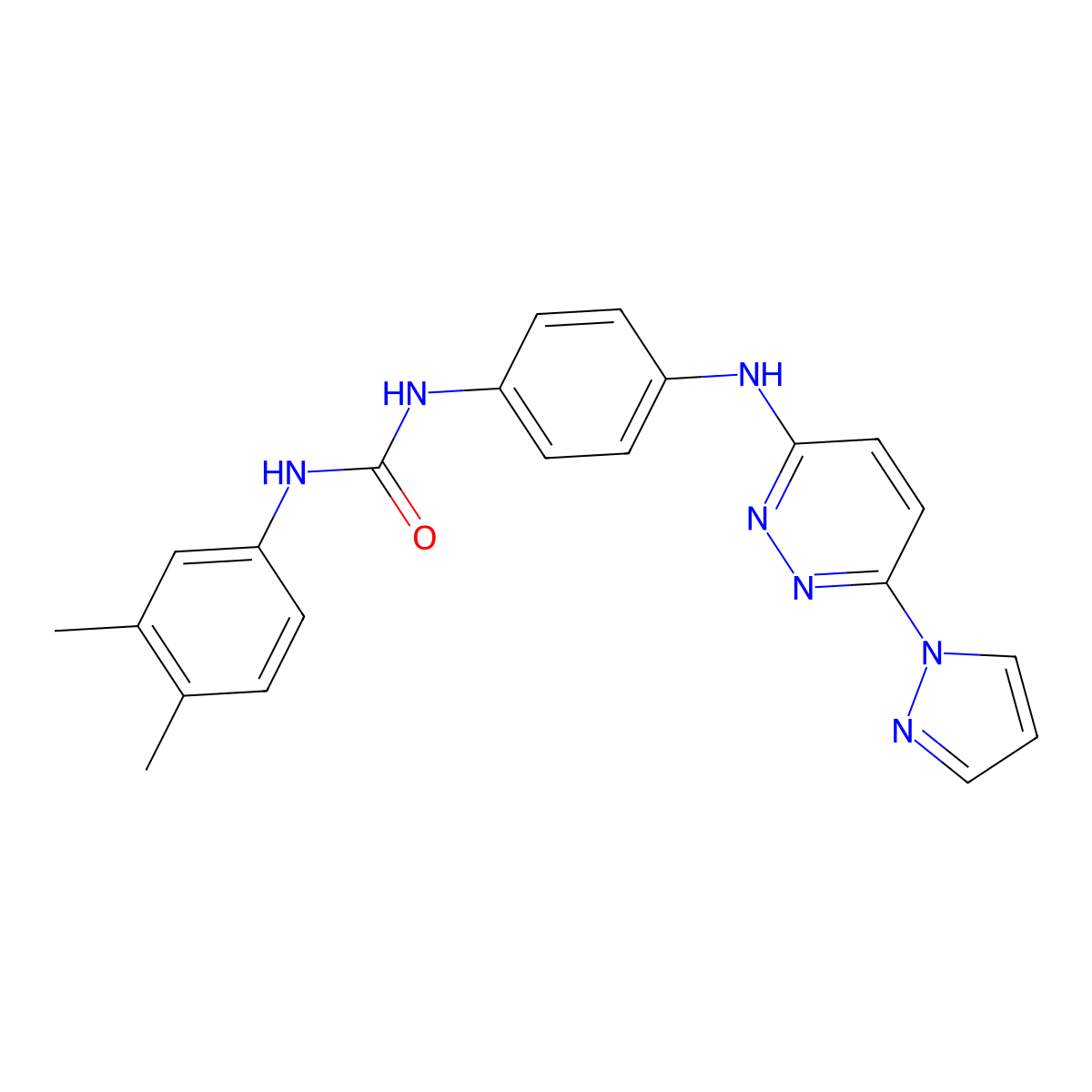 3-(3,4-dimethylphenyl)-1-(4-{[6-(1H-pyrazol-1-yl)pyridazin-3-yl]amino}phenyl)urea molecular structure, CAS 1013835-98-7