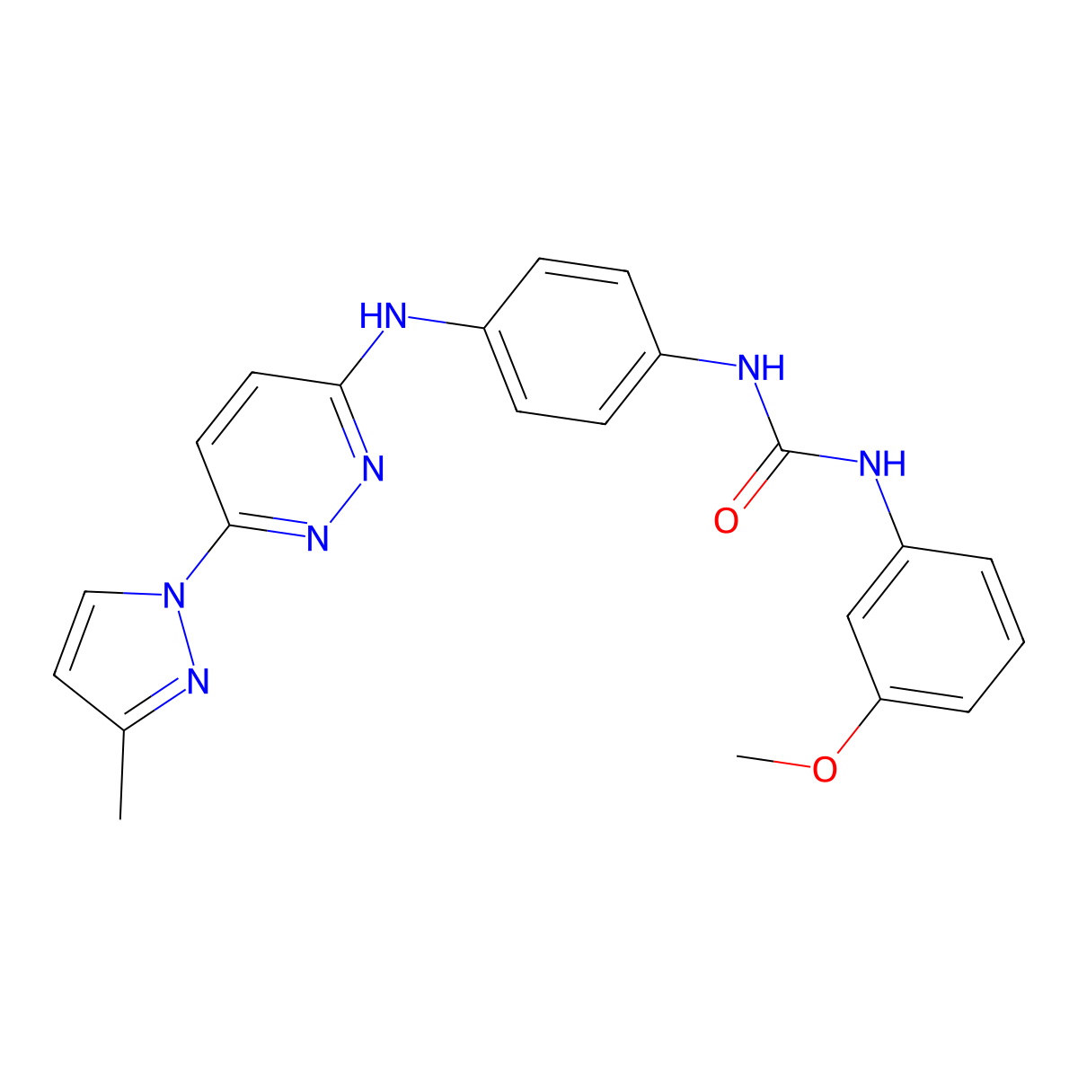 3-(3-methoxyphenyl)-1-(4-{[6-(3-methyl-1H-pyrazol-1-yl)pyridazin-3-yl]amino}phenyl)urea molecular structure, CAS 1013836-11-7