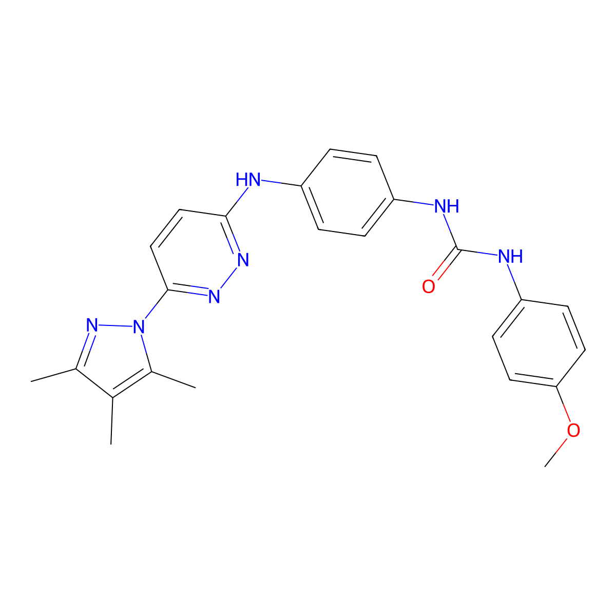 1-(4-methoxyphenyl)-3-(4-((6-(3,4,5-trimethyl-1H-pyrazol-1-yl)pyridazin-3-yl)amino)phenyl)urea molecular structure, CAS 1013836-25-3