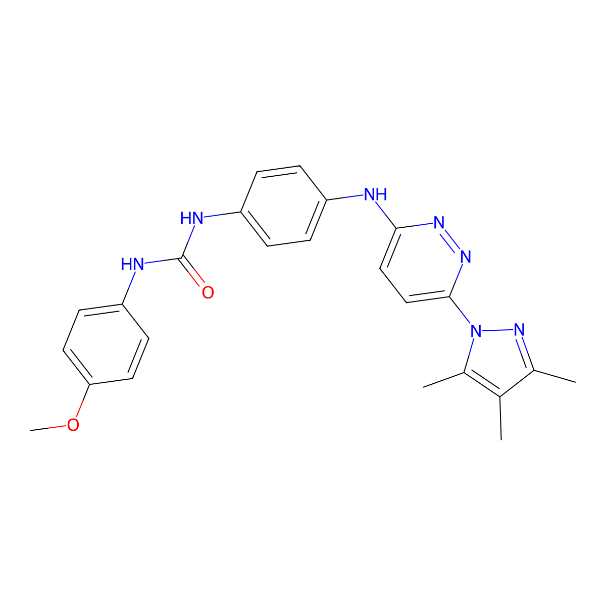 1-(4-methoxyphenyl)-3-(4-((6-(3,4,5-trimethyl-1H-pyrazol-1-yl)pyridazin-3-yl)amino)phenyl)urea molecular structure, CAS 1013836-25-3