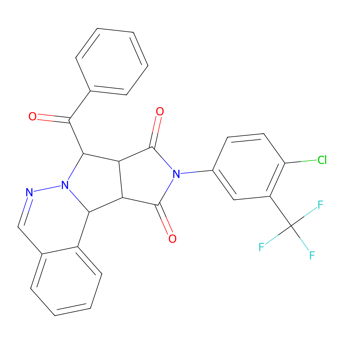 (11R,12S,16R)-11-benzoyl-14-[4-chloro-3-(trifluoromethyl)phenyl]-9,10,14-triazatetracyclo[8.6.0.02,7.012,16]hexadeca-2,4,6,8-tetraene-13,15-dione molecular structure, CAS 1013836-33-3