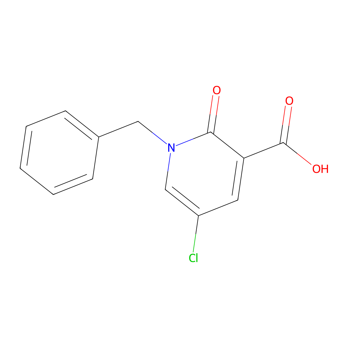 1-Benzyl-5-chloro-2-oxo-1,2-dihydro-3-pyridinecarboxylic acid molecular structure, CAS 101384-62-7