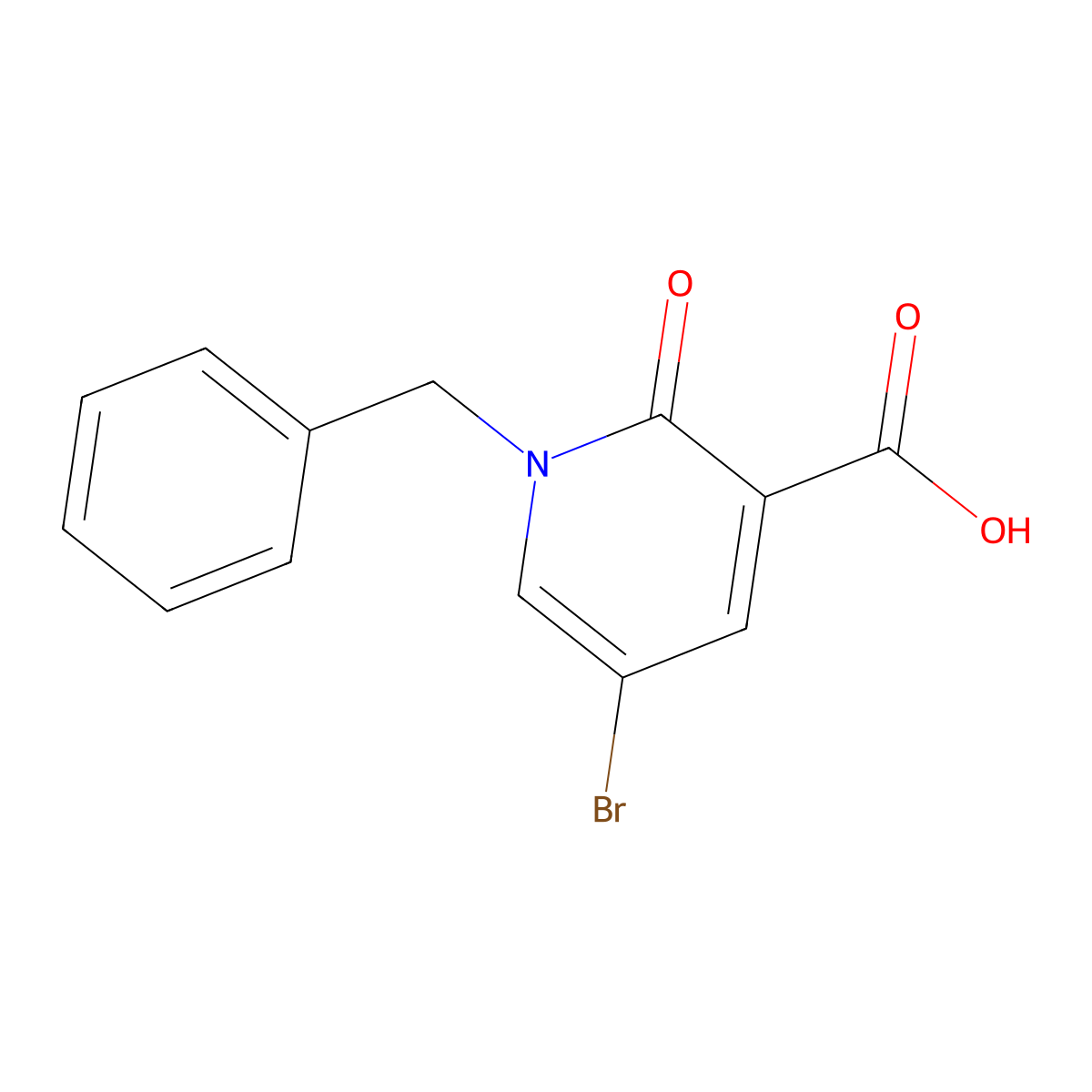 1-Benzyl-5-bromo-2-oxo-1,2-dihydro-3-pyridinecarboxylic acid molecular structure, CAS 101384-63-8