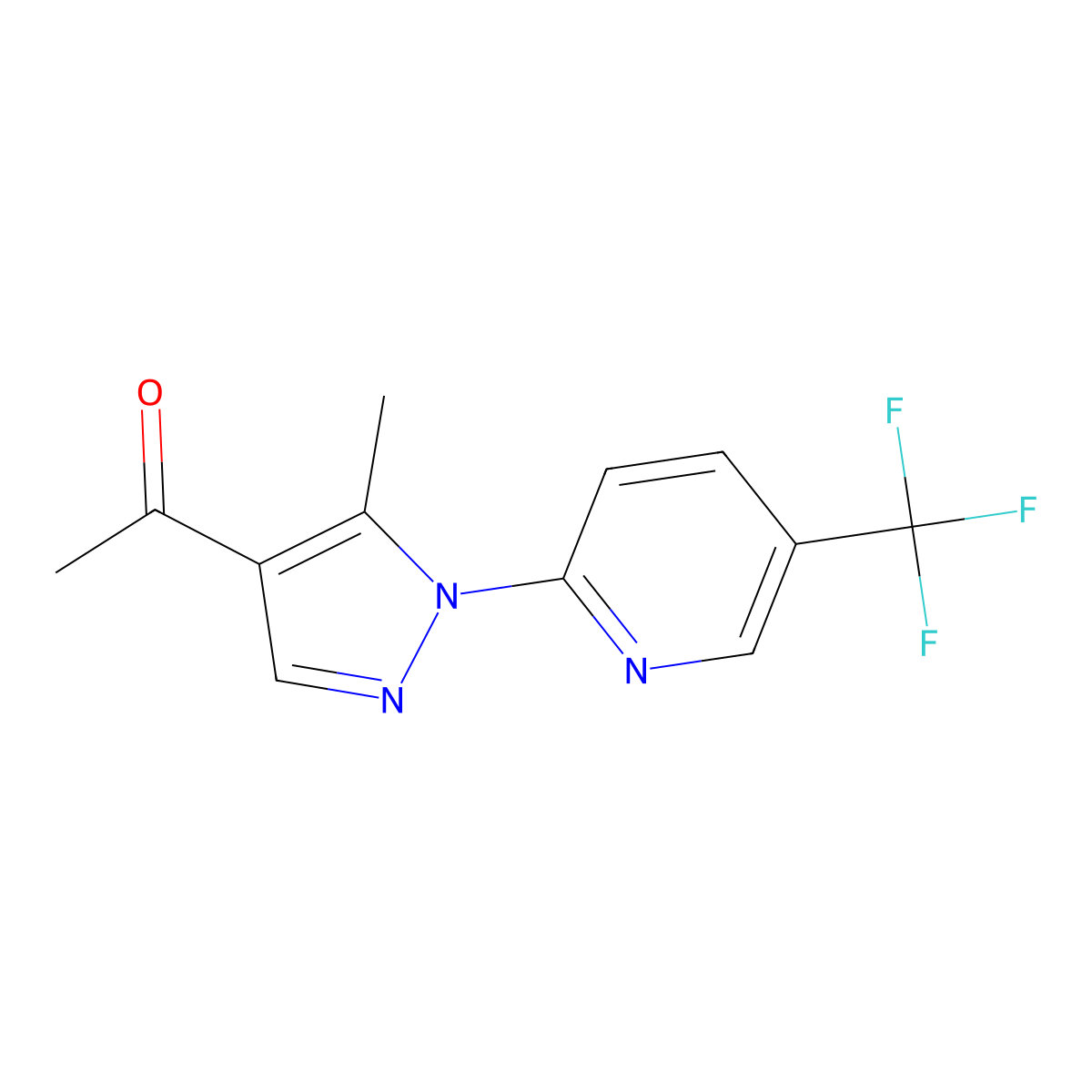 1-{5-methyl-1-[5-(trifluoromethyl)pyridin-2-yl]-1H-pyrazol-4-yl}ethan-1-one molecular structure, CAS 1013851-91-6