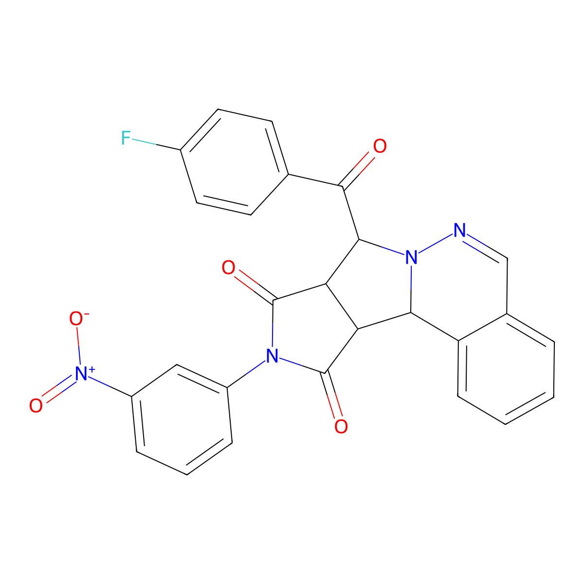(11R,12S,16R)-11-(4-fluorobenzoyl)-14-(3-nitrophenyl)-9,10,14-triazatetracyclo[8.6.0.02,7.012,16]hexadeca-2,4,6,8-tetraene-13,15-dione molecular structure, CAS 1013869-87-8