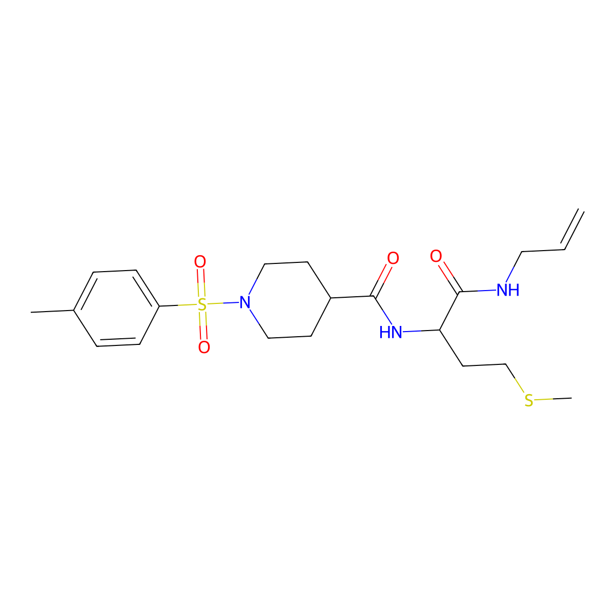 1-[(4-methylphenyl)sulfonyl]-N-[(2S)-4-(methylsulfanyl)-1-oxo-1-(prop-2-en-1-ylamino)butan-2-yl]piperidine-4-carboxamide molecular structure, CAS 1013870-26-2