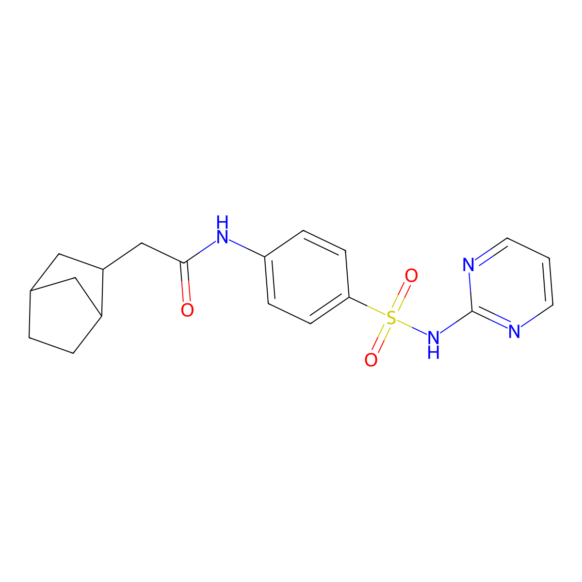 2-(bicyclo[2.2.1]hept-2-yl)-N-[4-(pyrimidin-2-ylsulfamoyl)phenyl]acetamide molecular structure, CAS 1013888-40-8