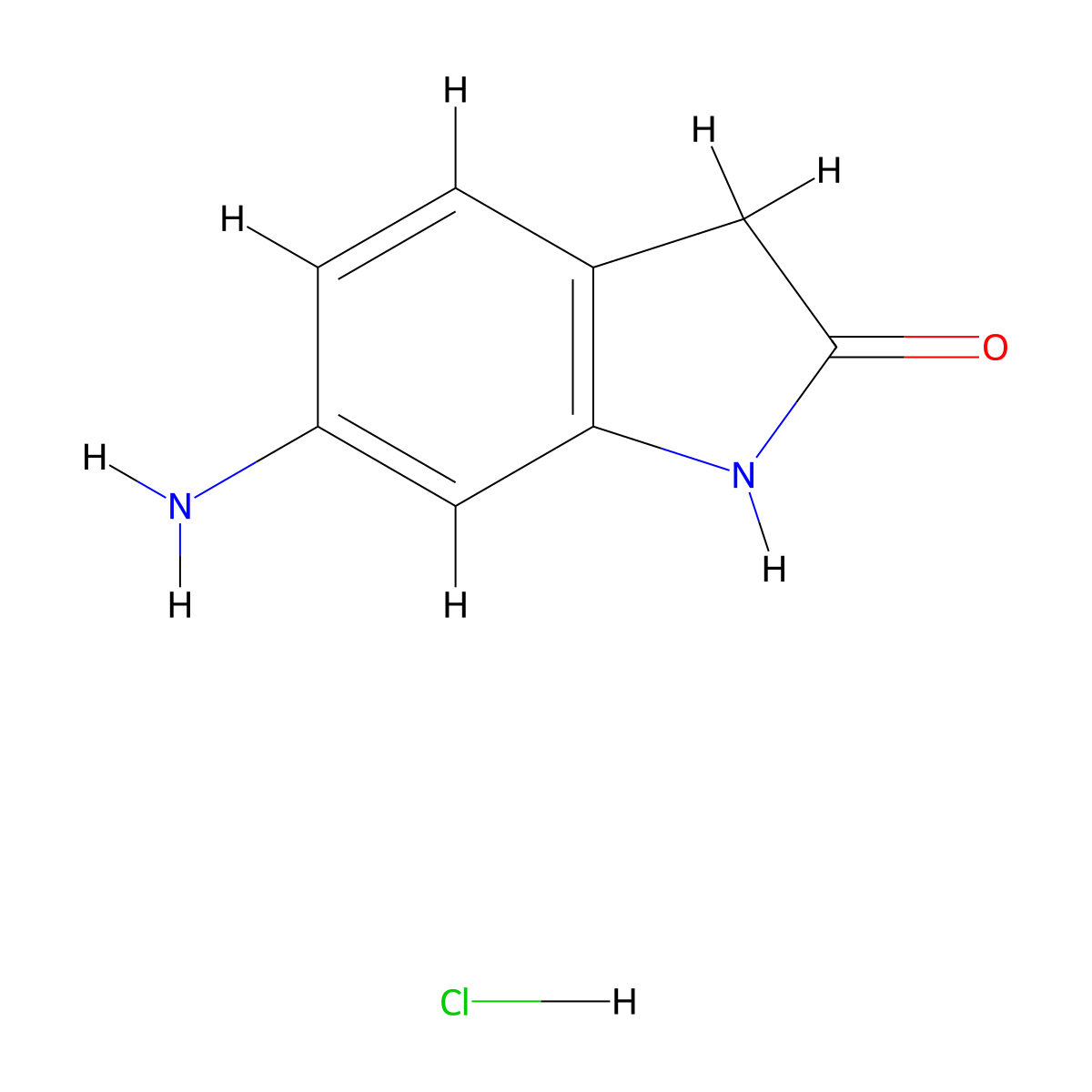 6-amino-2,3-dihydro-1H-indol-2-one hydrochloride molecular structure, CAS 101389-22-4