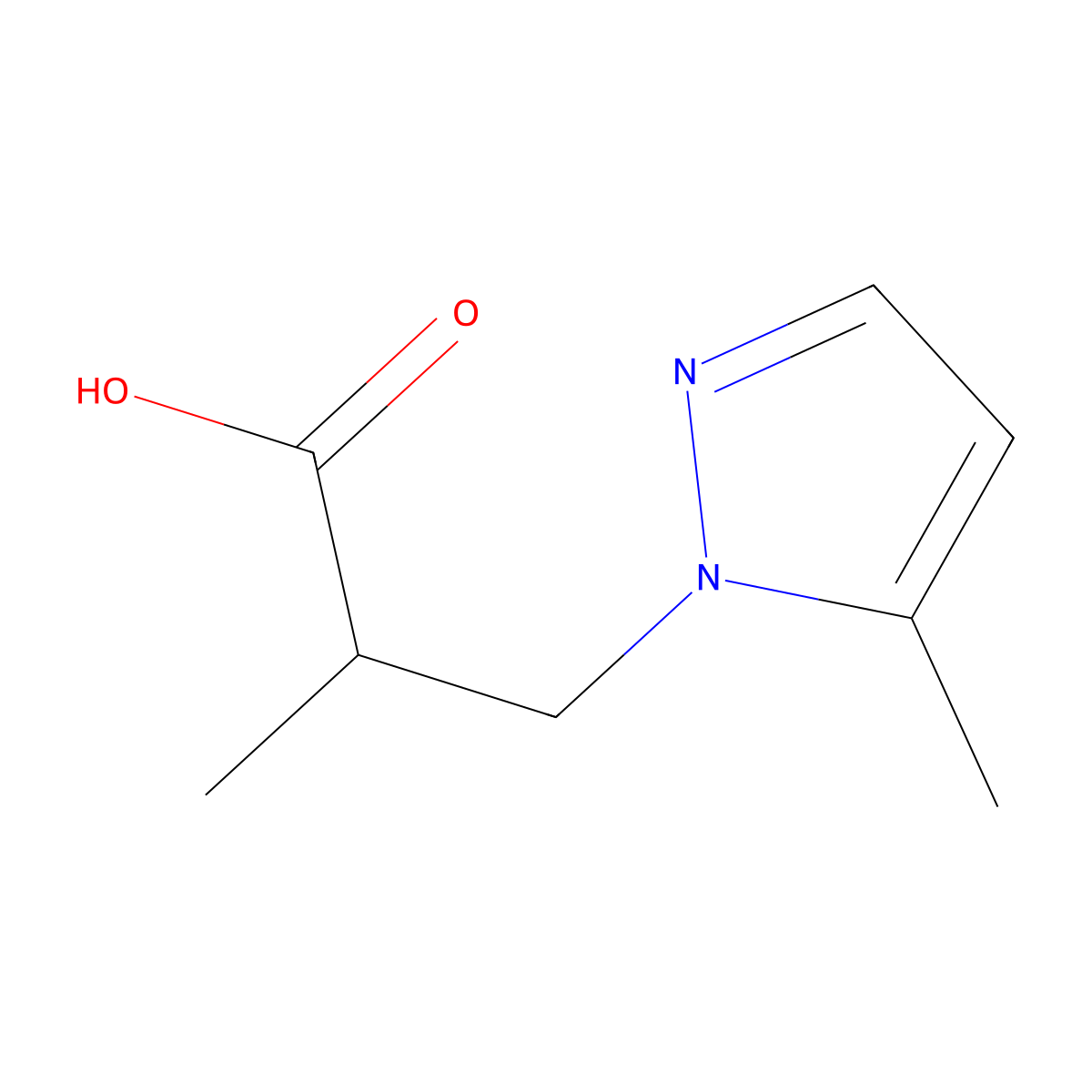 2-Methyl-3-(5-methyl-pyrazol-1-YL)-propionic acid molecular structure, CAS 1013936-87-2