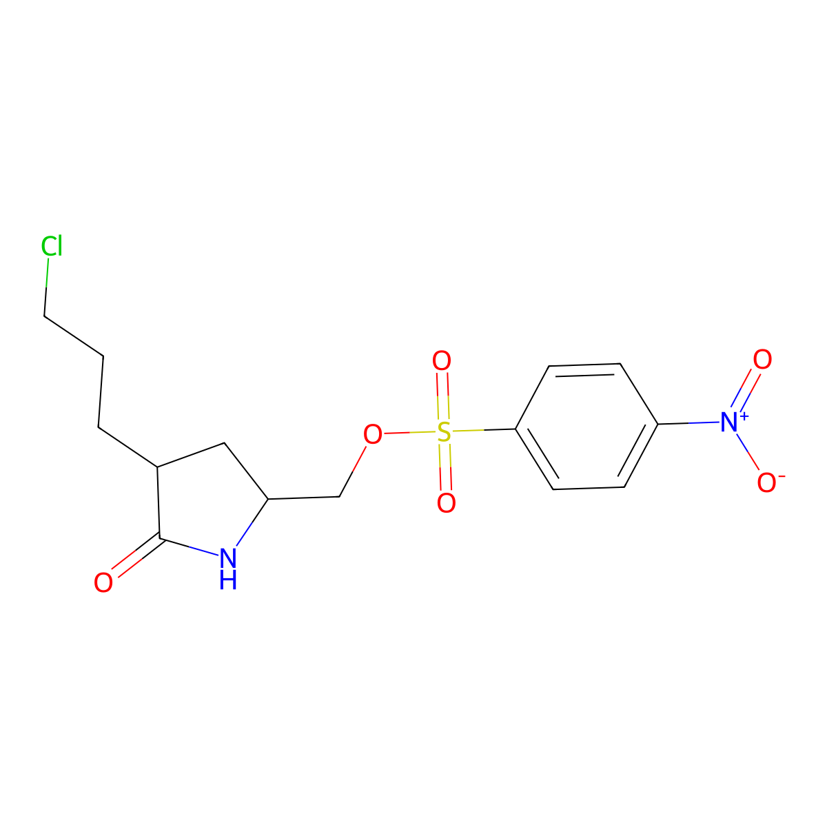 ((2S,4R)-4-(3-chloropropyl)-5-oxopyrrolidin-2-yl)methyl 4-nitrobenzenesulfonate molecular structure, CAS 1013937-94-4