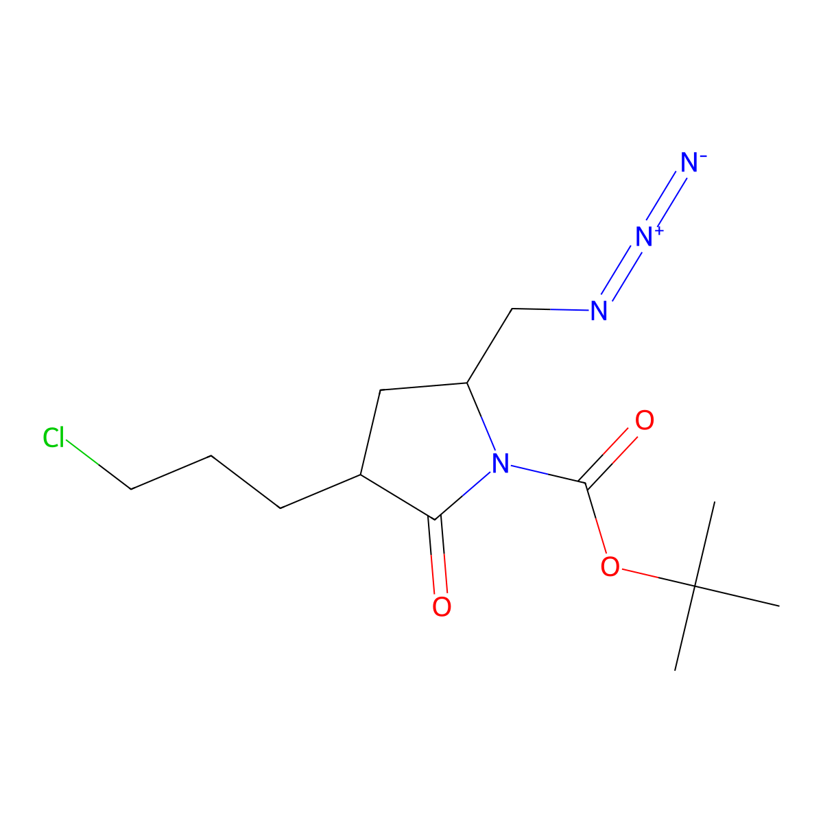 (3R,5S)-tert-butyl 5-(azidomethyl)-3-(3-chloropropyl)-2-oxopyrrolidine-1-carboxylate molecular structure, CAS 1013937-96-6