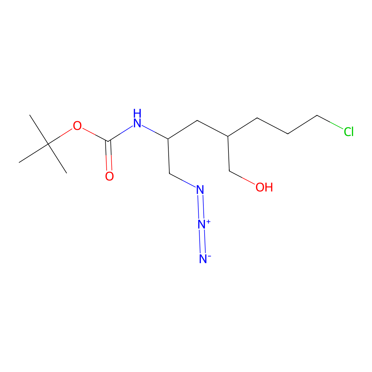 tert-Butyl ((2S,4R)-1-azido-7-chloro-4-(hydroxymethyl)heptan-2-yl)carbamate molecular structure, CAS 1013937-97-7