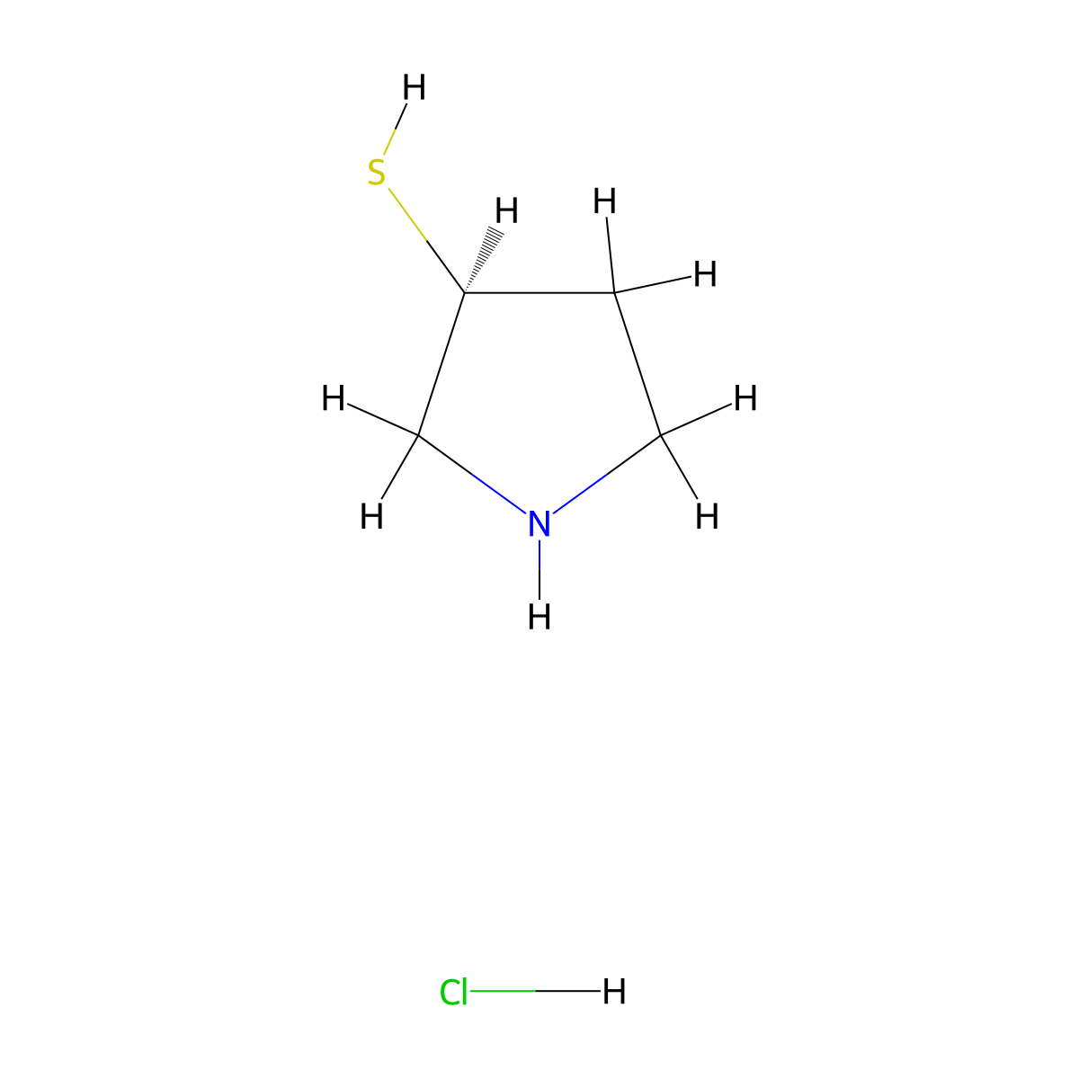 (S)-3-Mercaptopyrrolidine hydrochloride molecular structure, CAS 101394-37-0