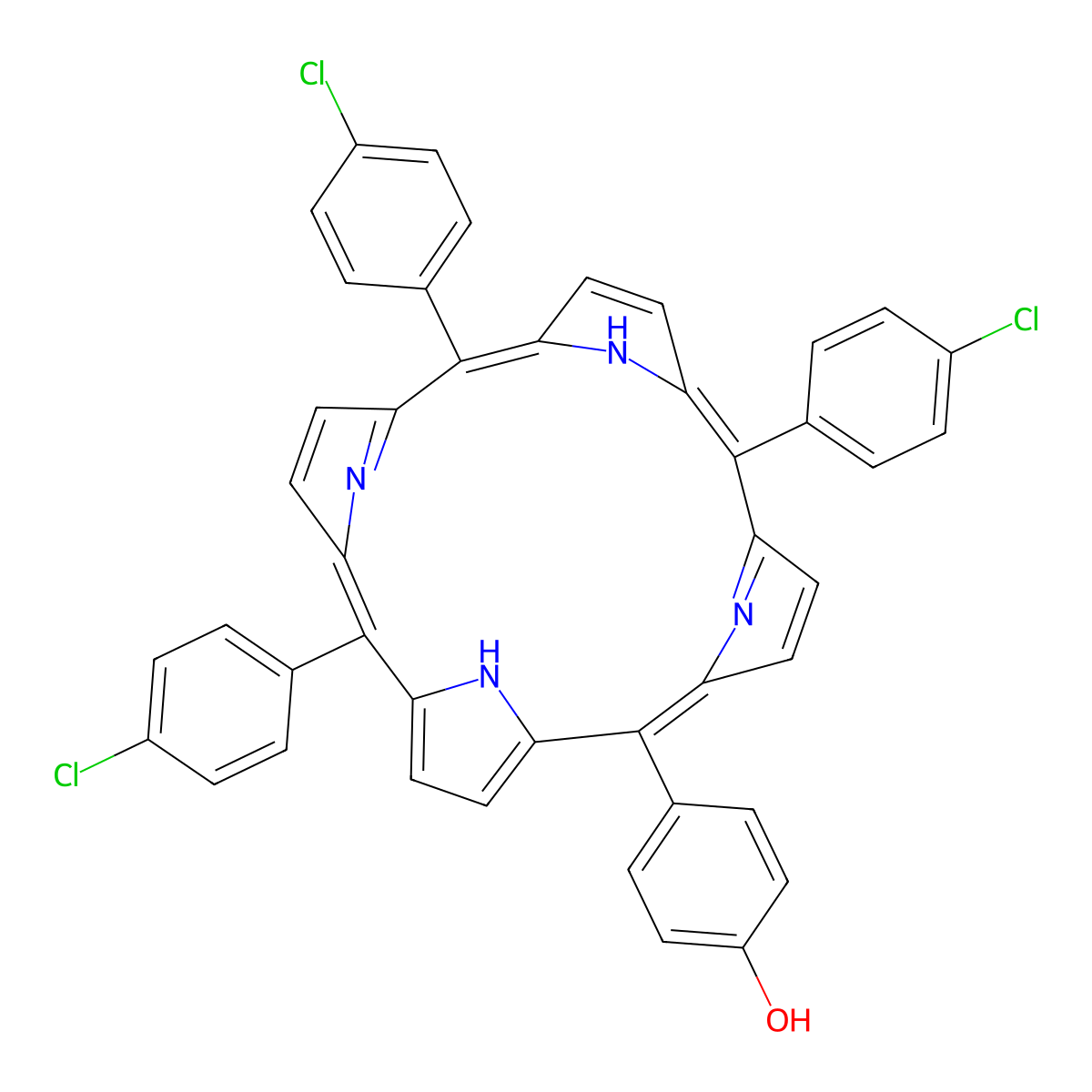 4-(10,15,20-Tris(4-chlorophenyl)porphyrin-5-yl)phenol molecular structure, CAS 101395-23-7
