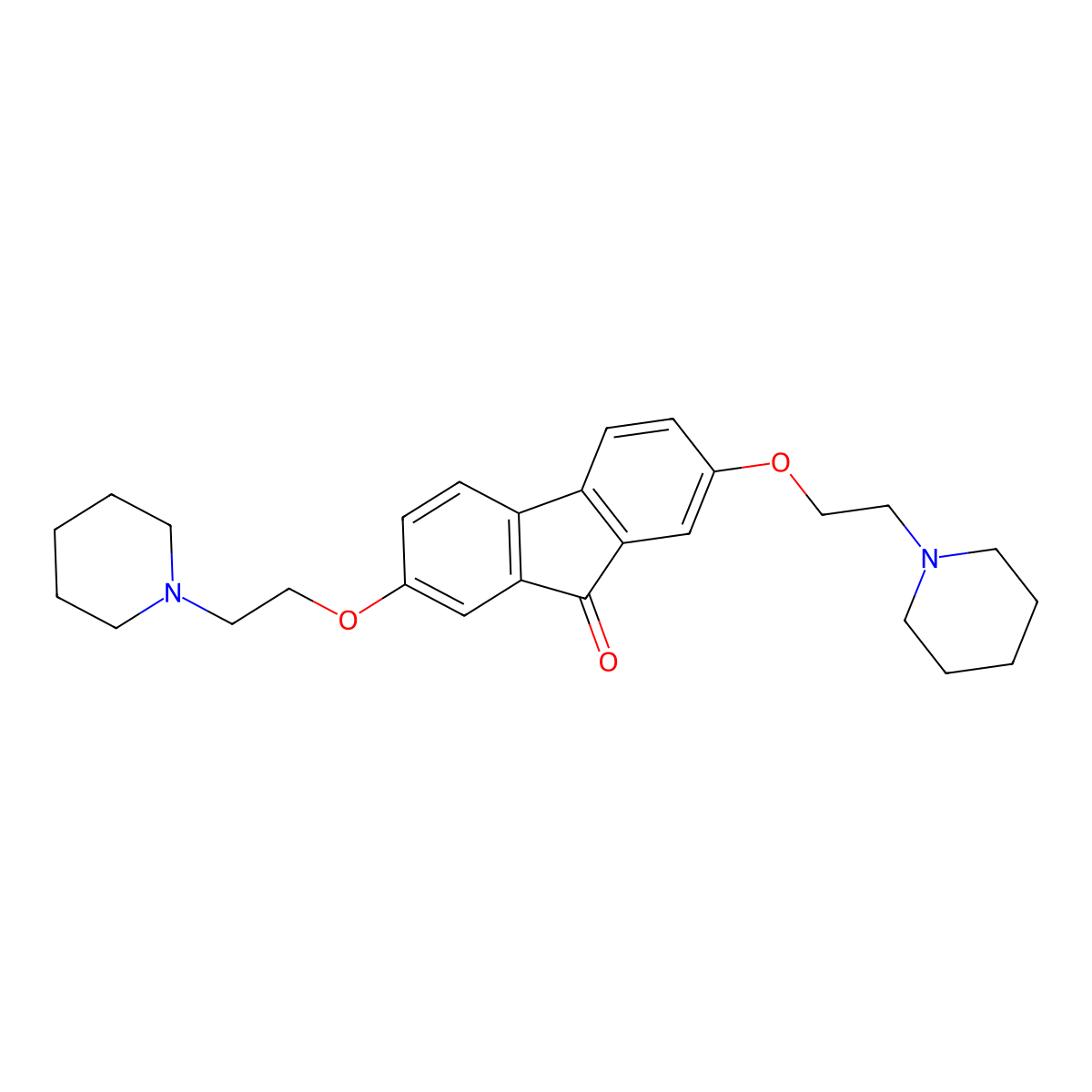2,7-bis[2-(piperidin-1-yl)ethoxy]-9H-fluoren-9-one molecular structure, CAS 101395-73-7
